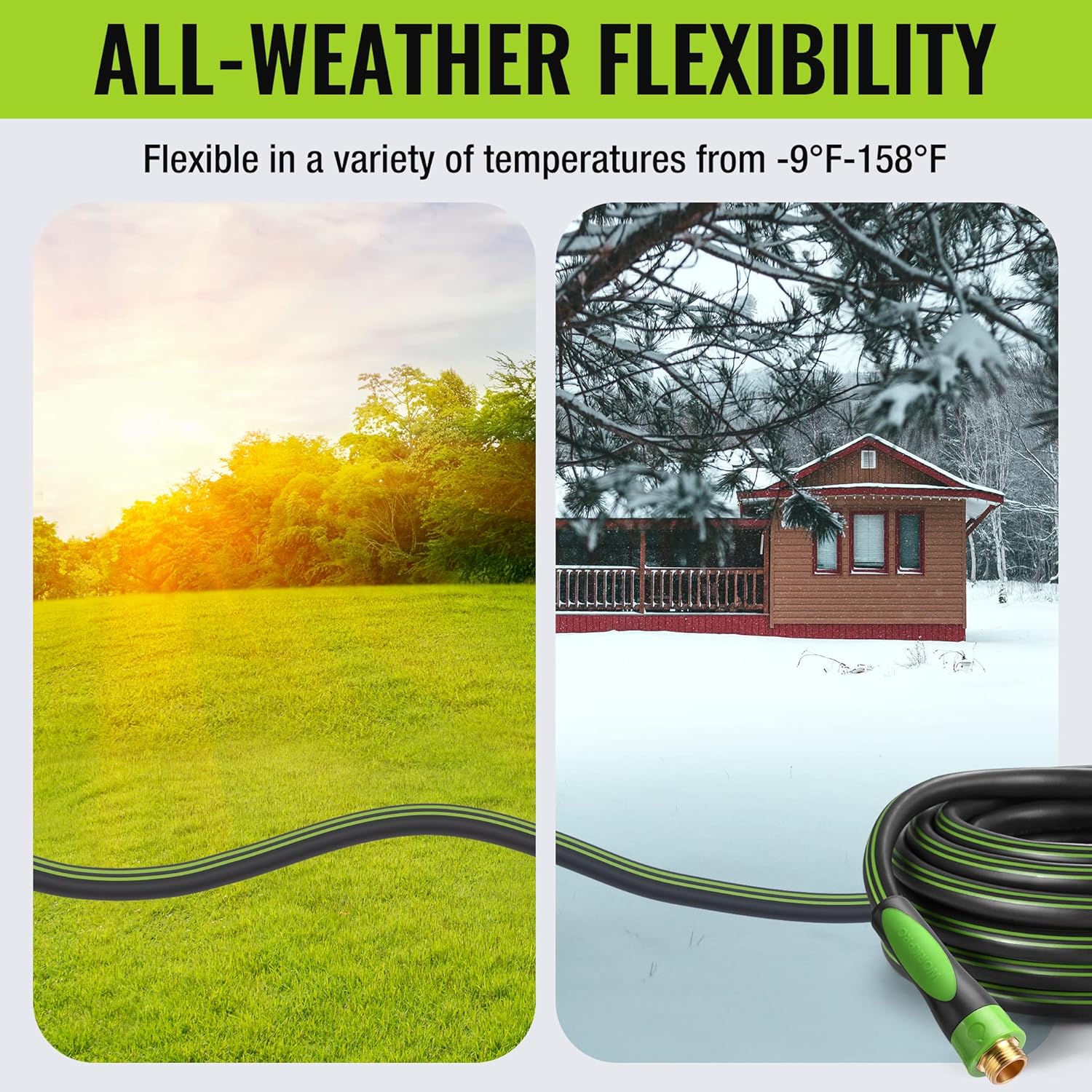 WORKPRO Garden Hose 5/8" x 50FT, Heavy Duty | Flexible & Lightweight, 360° Bi-Material Rotation Handle, 3/4" GHT Brass Fittings, for Lawn, Garden, Yard & Car Wash - Image 6