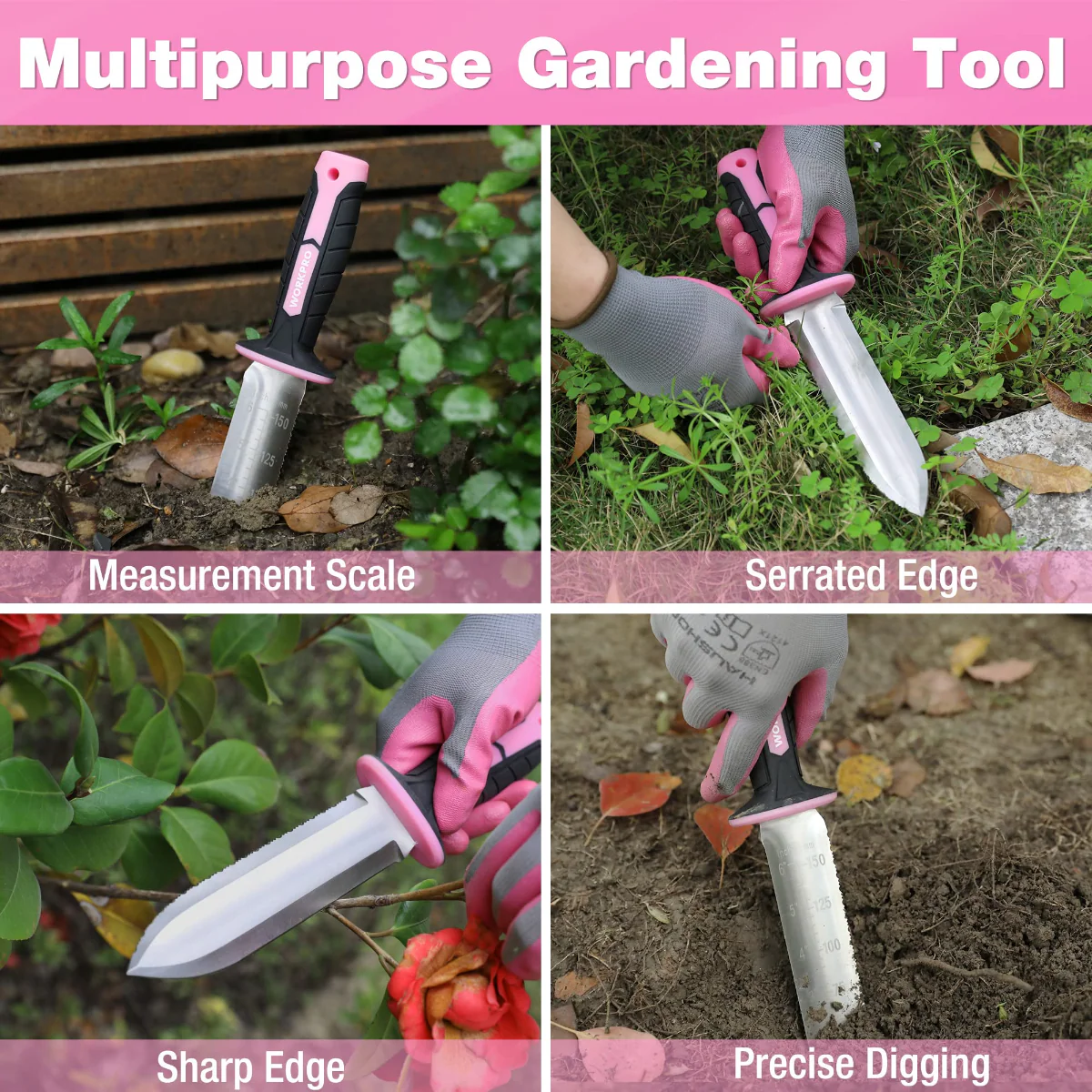 WORKPRO Garden Knife with Oxford Sheath, 7" Stainless Steel Blade with Cutting Edge - Image 9