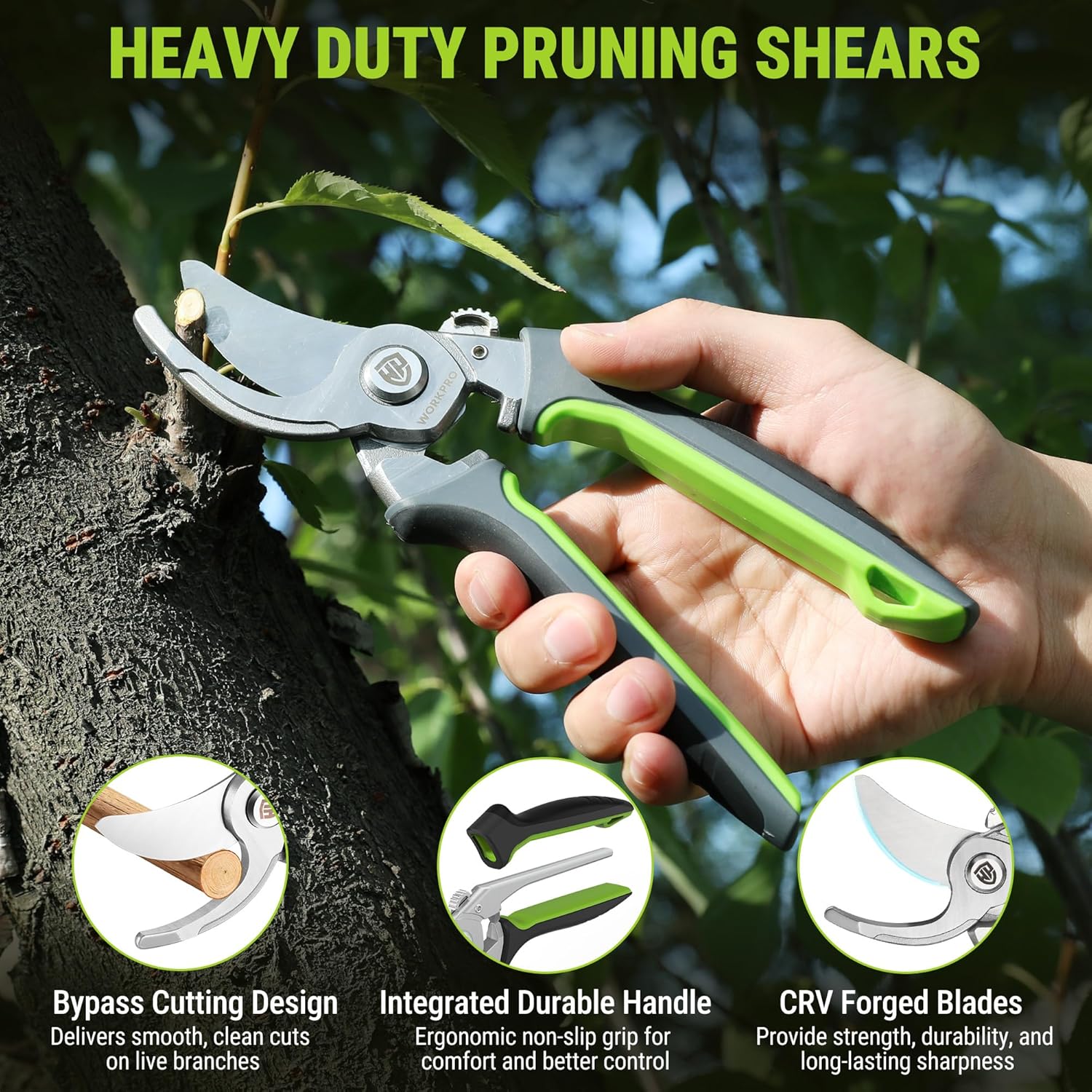 WORKPRO Garden Pruning Shears 2 Pack, 8.5" Bypass Pruning Shears and 6.25" Straight Garden Flower cissors, Garden Clippers Hand Tools for Cutting Flowers, Trimming Plants, Picking Fruits - Image 2