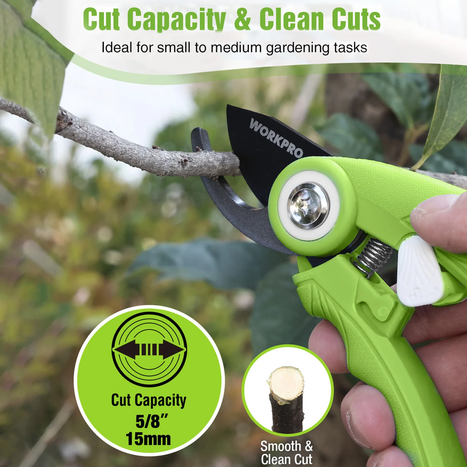 WORKPRO 2 Pack Garden Pruning Shears, 6.9" Bypass & Straight Shears, Premium Gardening Clippers - Image 5
