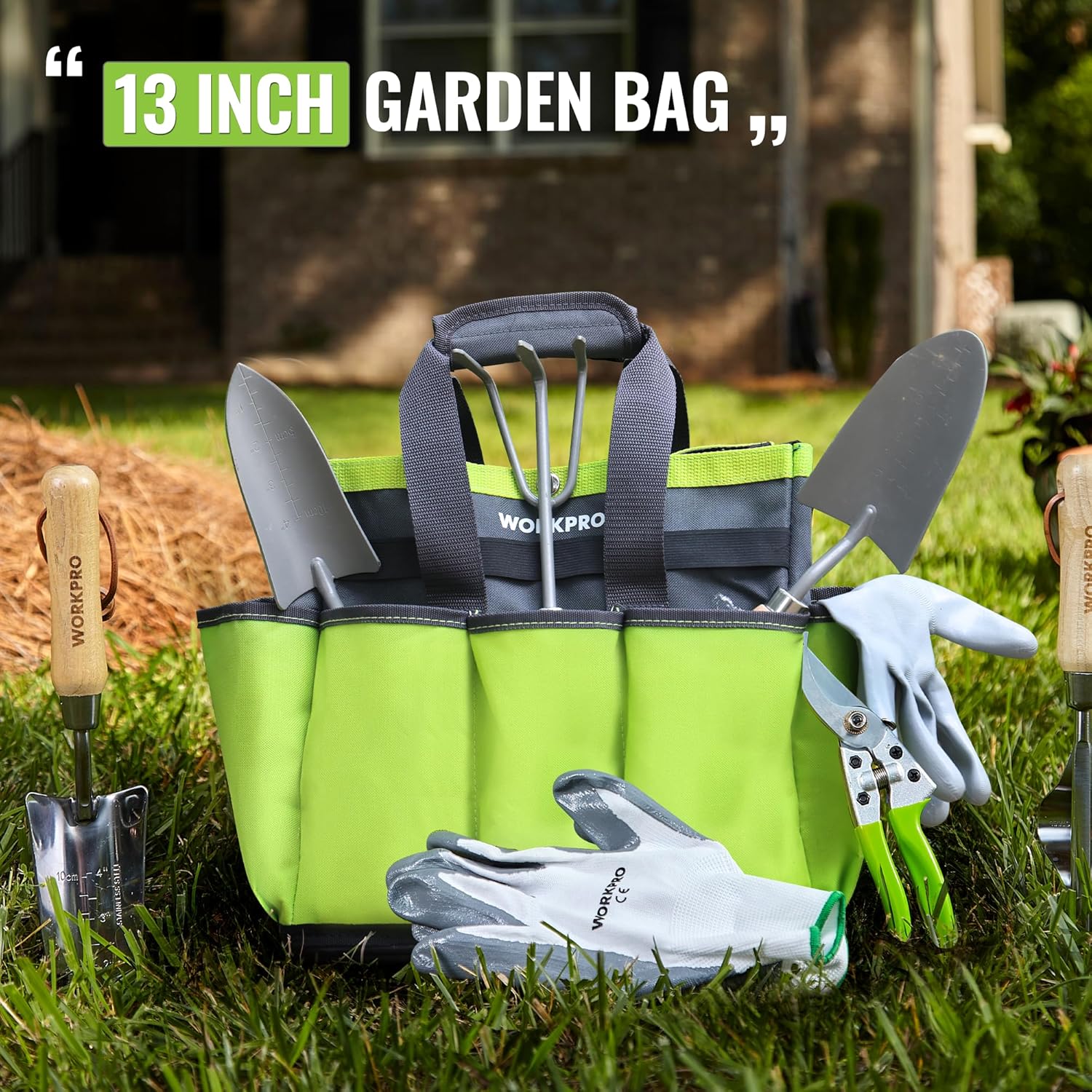 WORKPRO Garden Tool Bag with Waterproof Plastic Base, 8 Pockets Gardening Bag, Heavy Duty Oxford Garden Tote Caddy, Gardening Tool Kit Holder for Indoor and Outdoor(Tools NOT Included) - Image 7