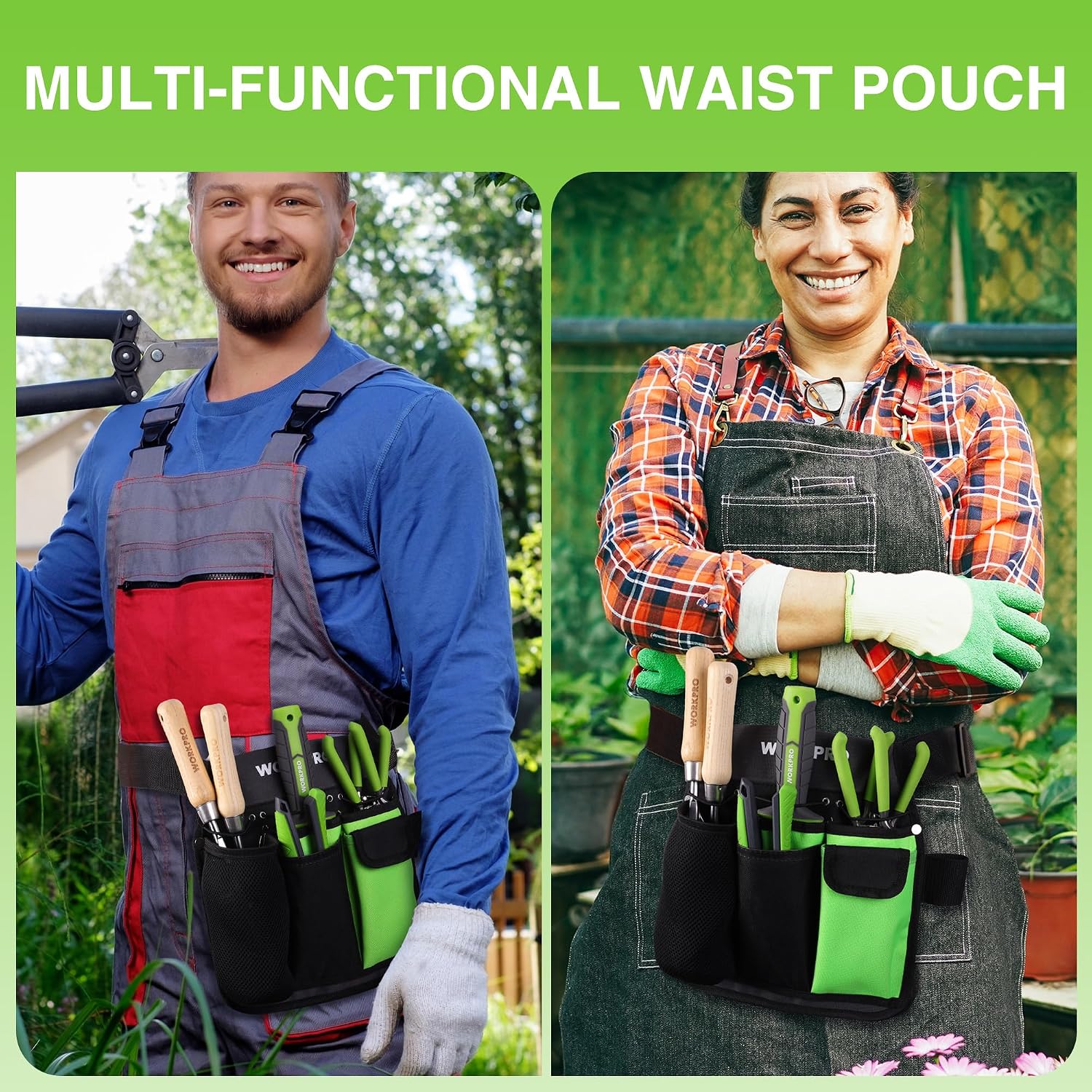 WORKPRO Garden Tool Belt, 5-Pocket Gardening Tool Pouch with Waist Strap | Durable Oxford Fabric, Hands-Free Tool Organizer, For Gardening, Carpentry, and DIY Projects - Image 7
