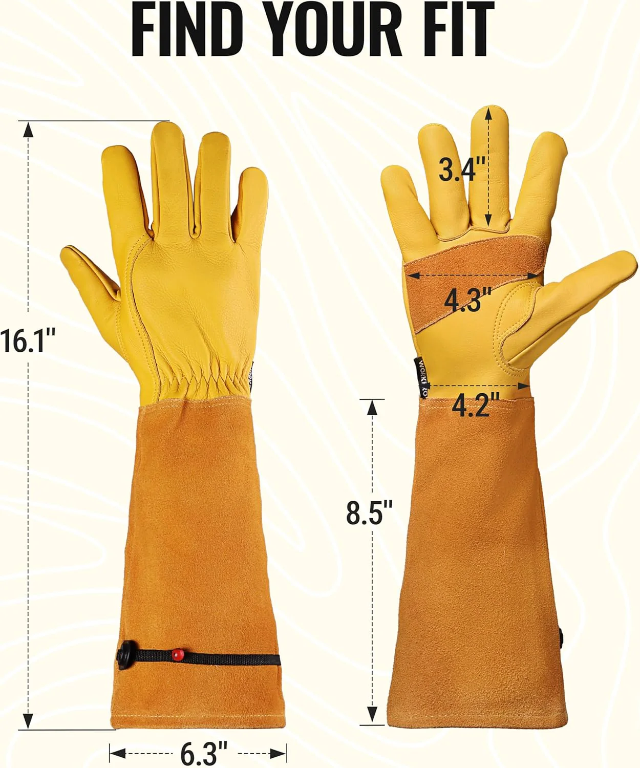WORKPRO Gardening Gloves, Long Leather Garden Gloves for Women & Men | Thorn-Proof Gardening Gloves for Rose, Bush, Blackberry & Cactus, Work Gloves with Long Forearm Protection for Yard & Garden - Image 2
