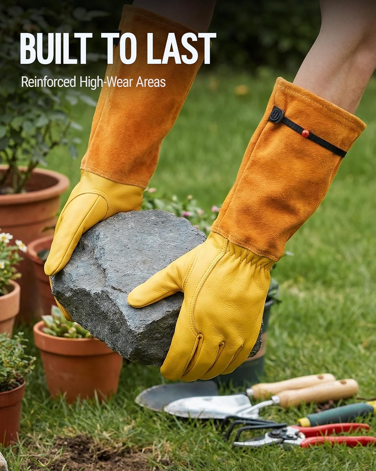 WORKPRO Gardening Gloves, Long Leather Garden Gloves for Women & Men | Thorn-Proof Gardening Gloves for Rose, Bush, Blackberry & Cactus, Work Gloves with Long Forearm Protection for Yard & Garden - Image 7