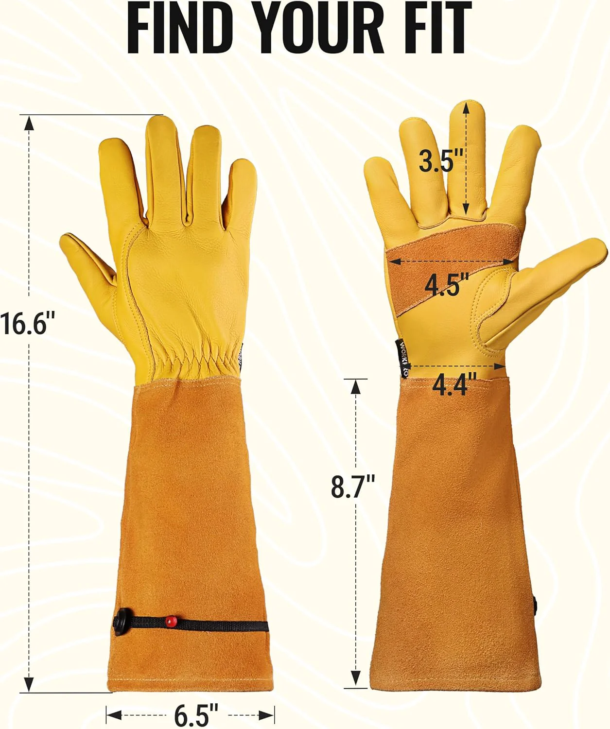 WORKPRO Gardening Gloves, Long Leather Garden Gloves for Women & Men | Thorn-Proof Gardening Gloves for Rose, Bush, Blackberry & Cactus, Work Gloves with Long Forearm Protection for Yard & Garden - Image 2