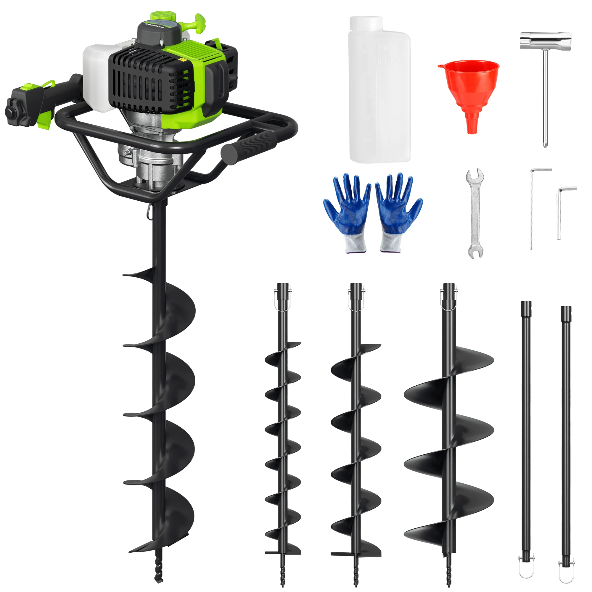 WORKPRO Gas Powered Earth Auger System with Powerhead, Auger Bits & Extension Rods