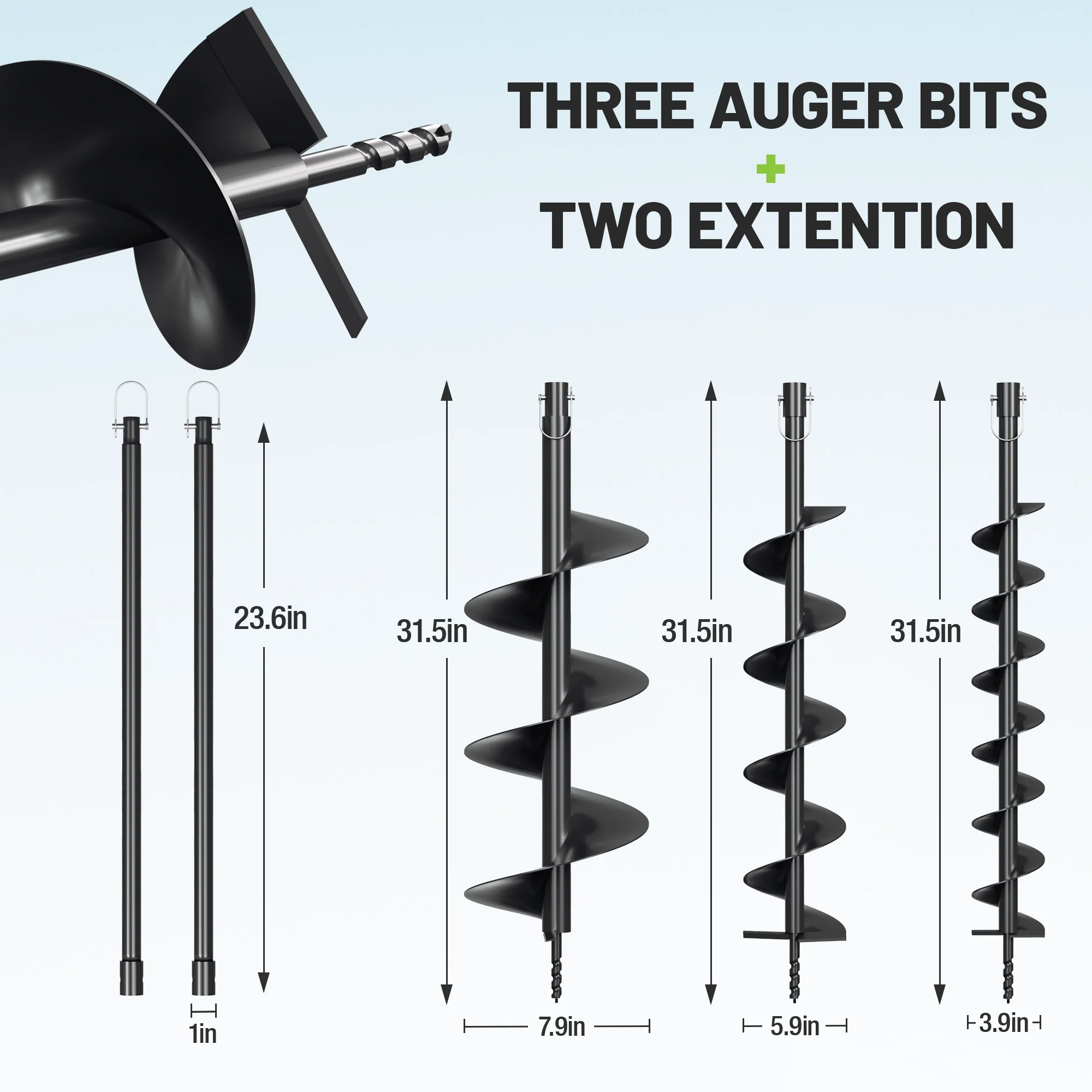 WORKPRO Gas Powered Earth Auger System with Powerhead, Auger Bits & Extension Rods - Image 3