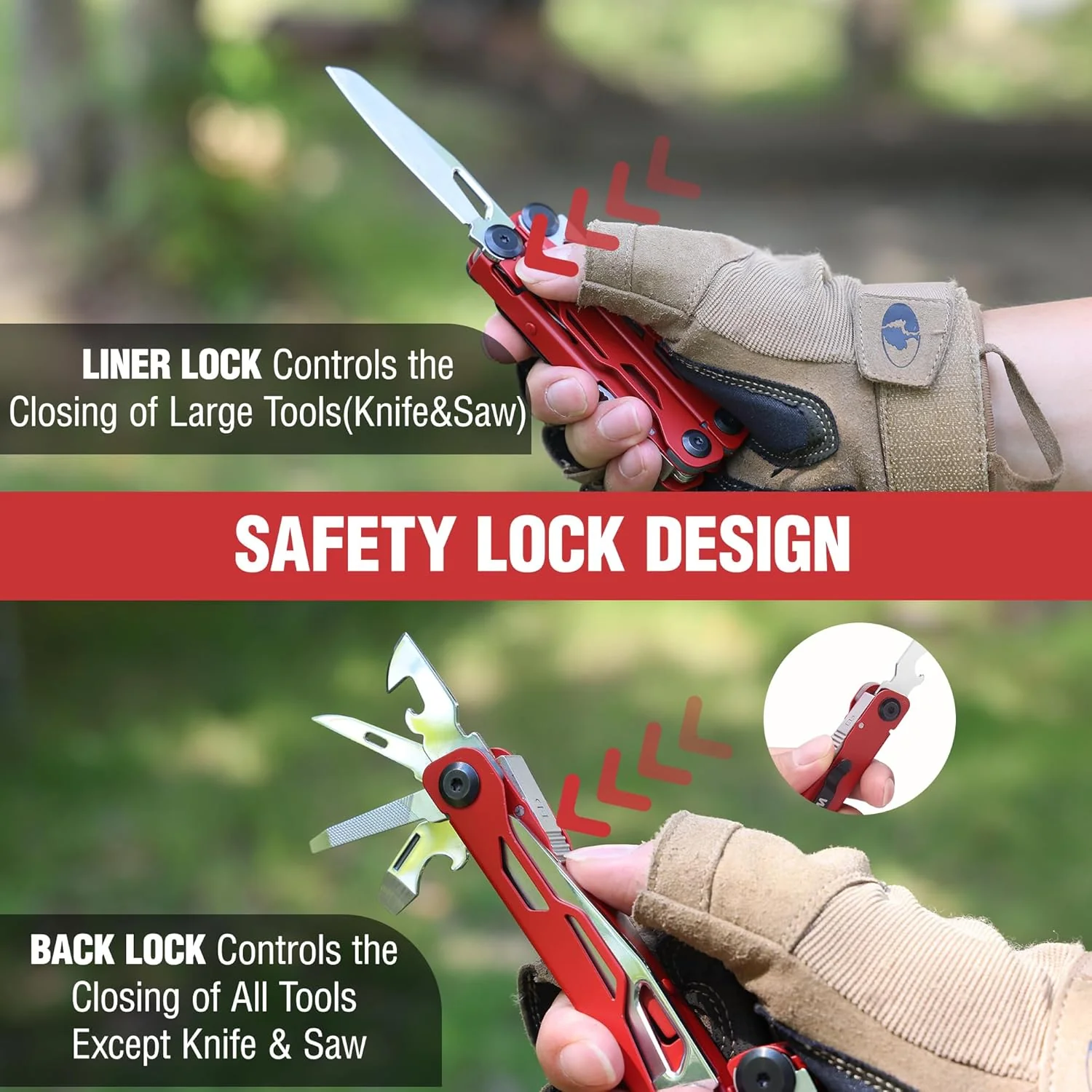 WORKPRO Gifts for Men Father Husband, 24-in-1 Mutitool, Stainless Steel Multitool Pliers with Pocket Knife and Screwdrivers, EDC Self-locking Multi Tool with Sheath, Belt Clip for Fathers Day - Image 5