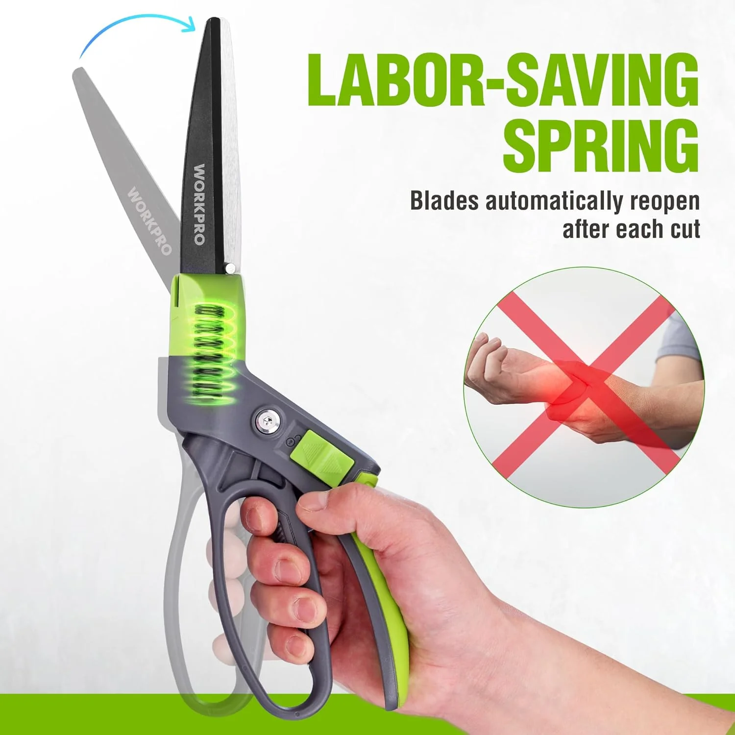 WORKPRO Grass Shears Handheld, Ultra-Sharp Grass Clippers with 360 Degree Swivel Blades, Manual Grass Cutter, Non-Slip Garden Shears, Gardening Scissors, Plant Clippers for Precise Lawn Trimming - Image 4
