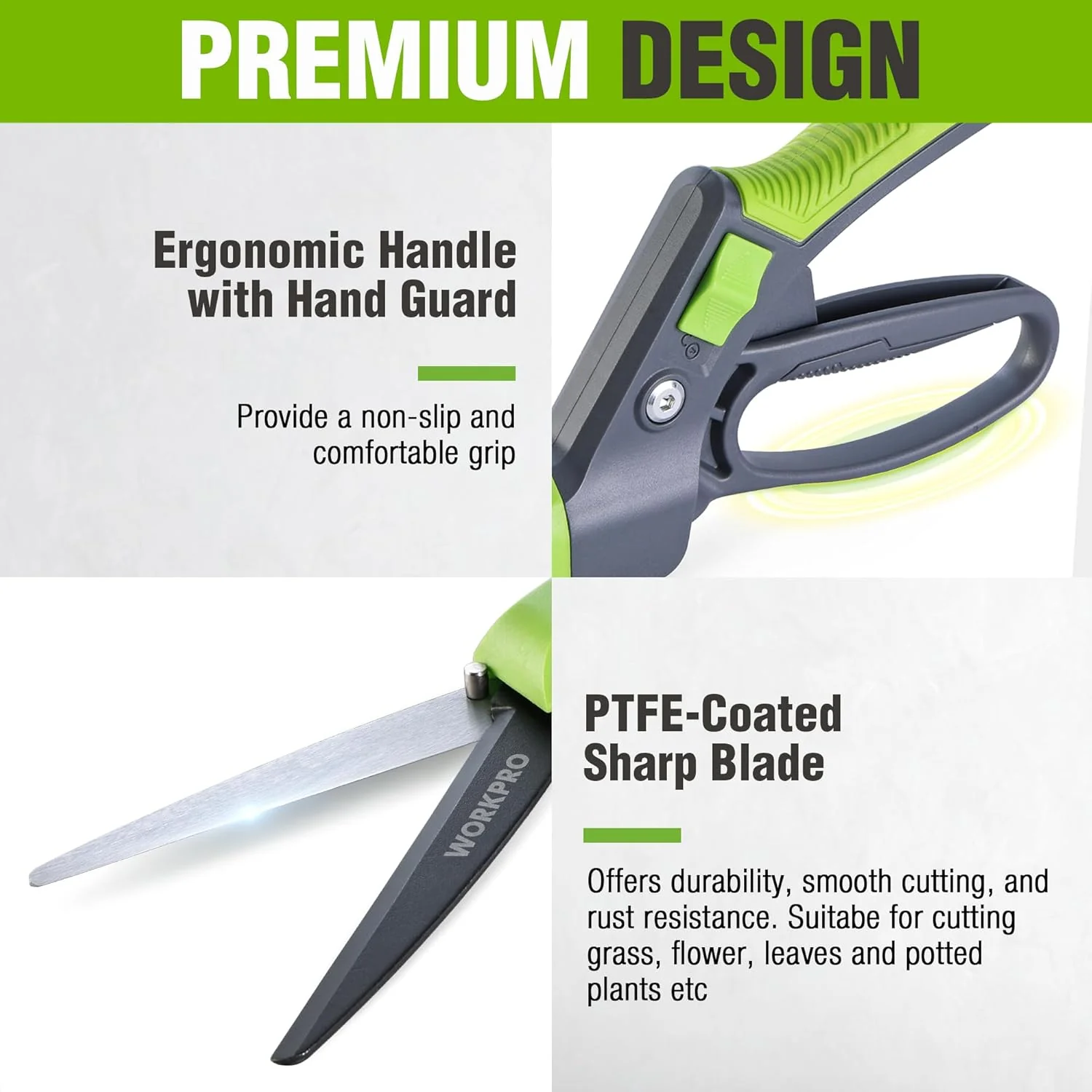 WORKPRO Grass Shears Handheld, Ultra-Sharp Grass Clippers with 360 Degree Swivel Blades, Manual Grass Cutter, Non-Slip Garden Shears, Gardening Scissors, Plant Clippers for Precise Lawn Trimming - Image 5