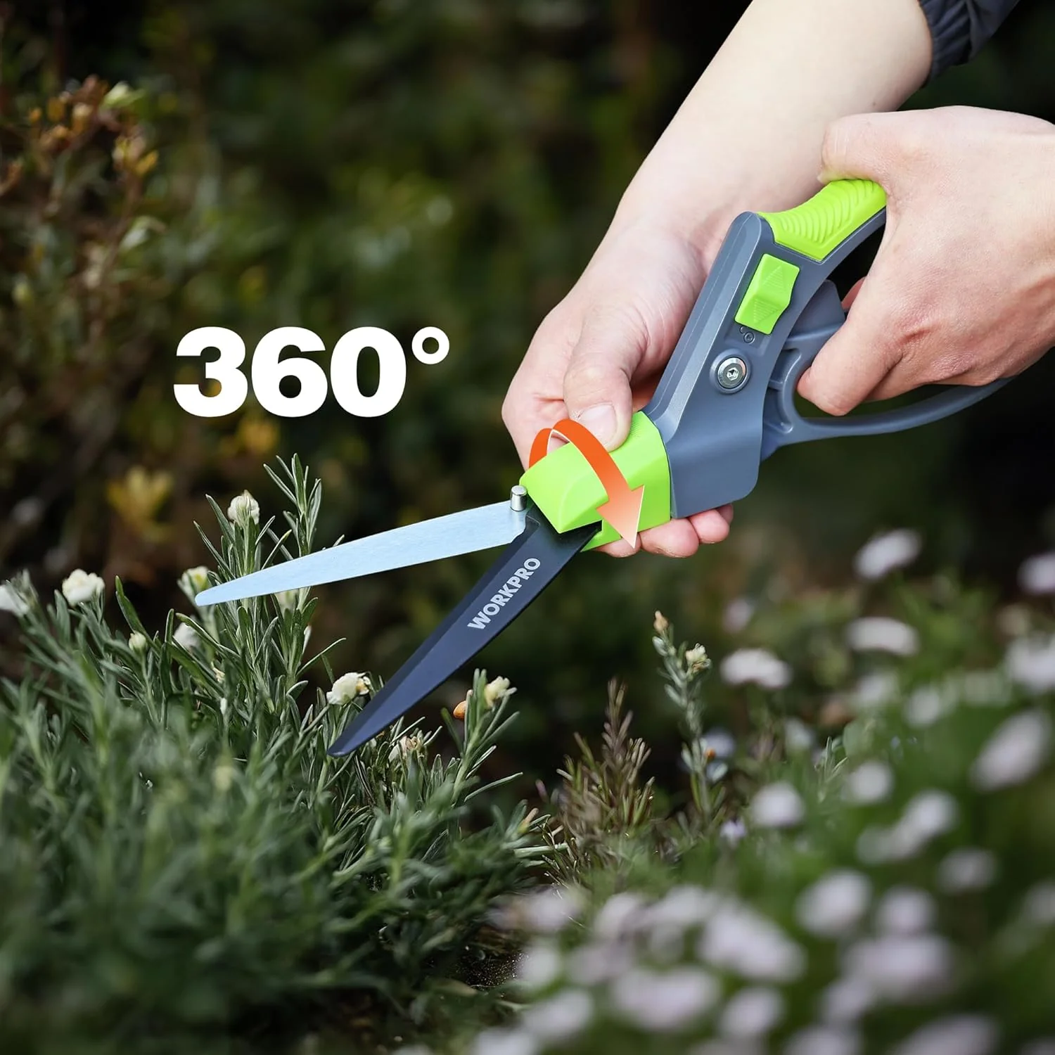 WORKPRO Grass Shears Handheld, Ultra-Sharp Grass Clippers with 360 Degree Swivel Blades, Manual Grass Cutter, Non-Slip Garden Shears, Gardening Scissors, Plant Clippers for Precise Lawn Trimming - Image 7