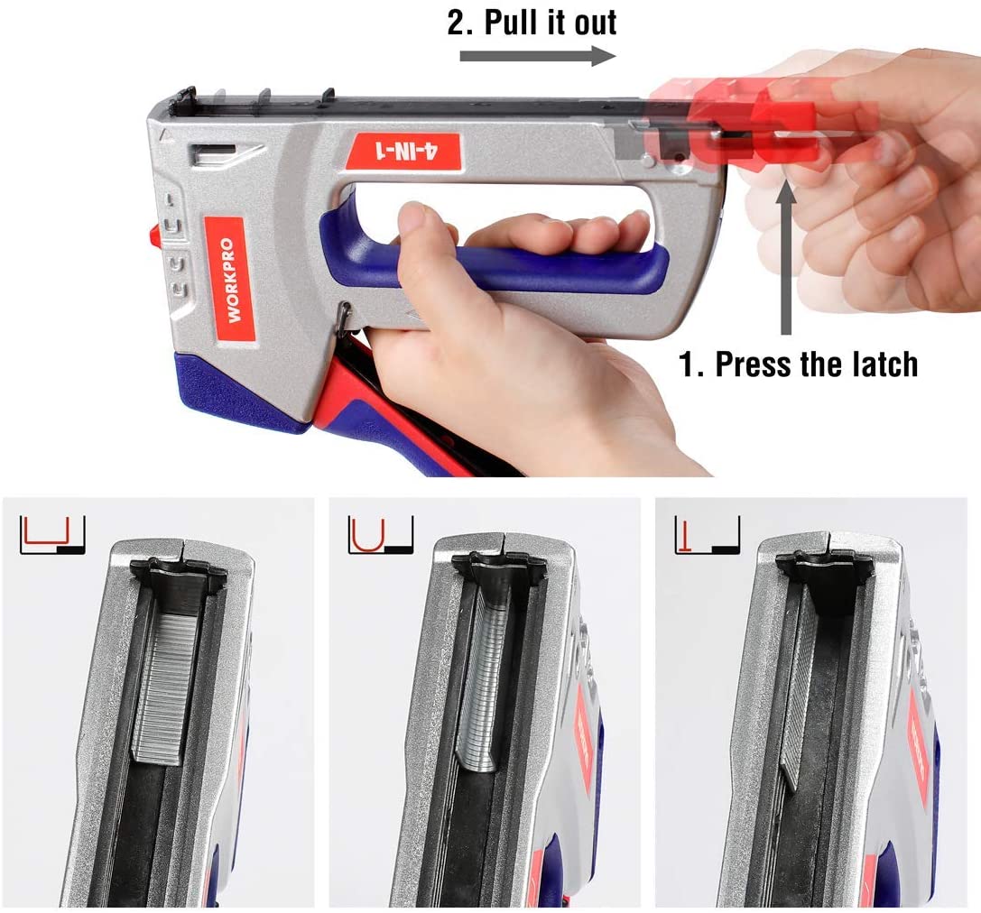 WORKPRO Heavy-Duty 4-in-1 Staple Gun Kit Manual Brad Nailer with 3000 Staples and 1000 Brad Nails - Image 3