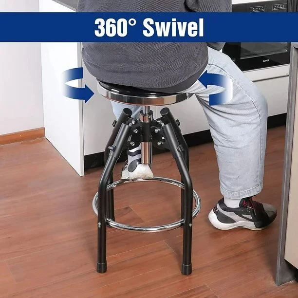 WORKPRO Heavy Duty Adjustable Hydraulic Shop Stool,Garage Bar Stool, 29in to 33.86in, 330-Pound Capacity, Black - Image 3