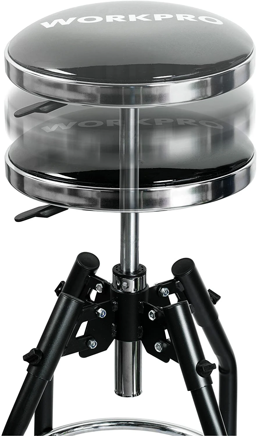 WORKPRO Heavy Duty Adjustable Hydraulic Shop Stool,Garage Bar Stool, 29in to 33.86in, 330-Pound Capacity, Black - Image 7