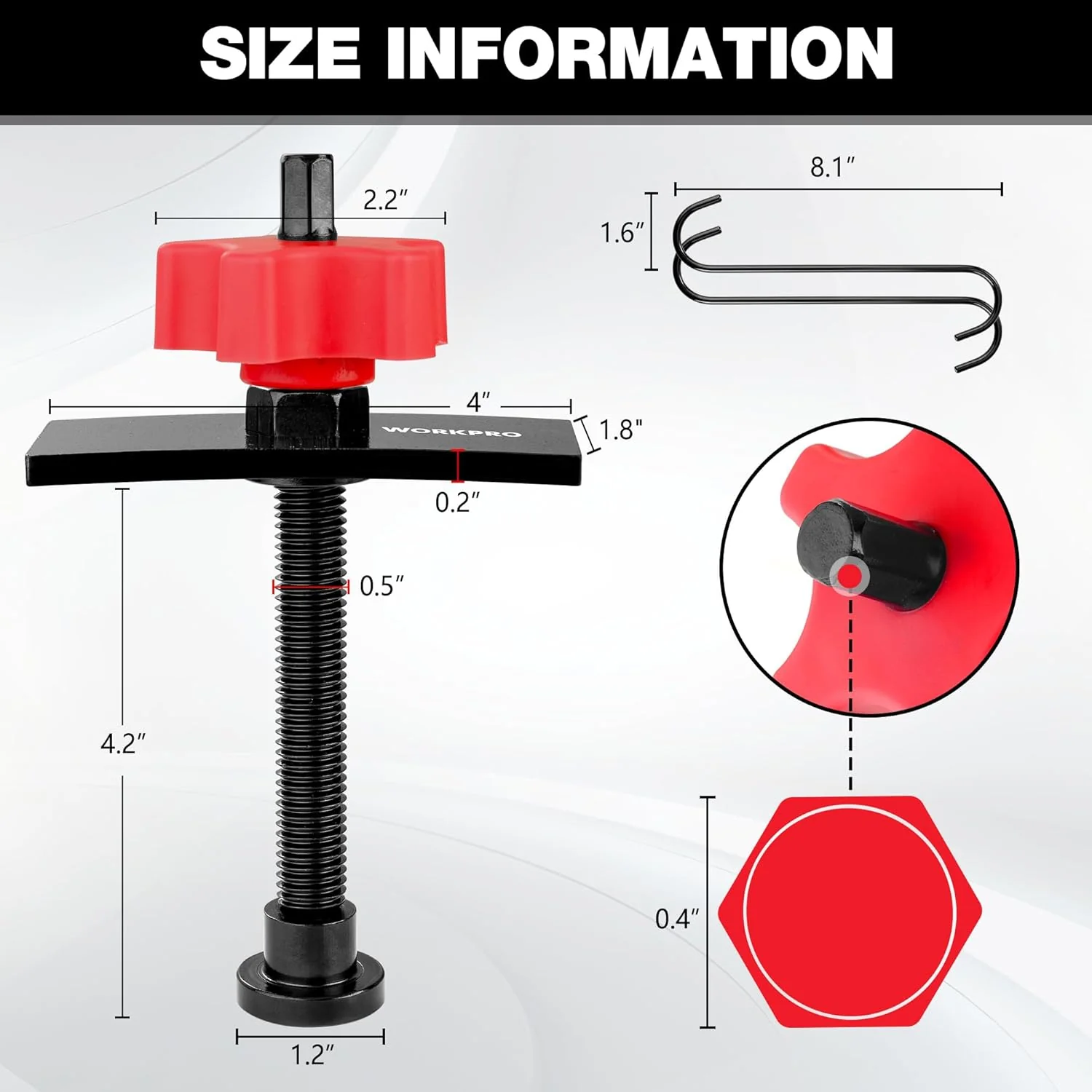 WORKPRO Heavy Duty Disc Brake Pad Spreader, Brake Caliper Compression Tool for Compressing Inner Pad with 2PCS Hangers, 360 Degree Swivel Joint Brake Piston Compressor Tool for Cars & Light Trucks - Image 2