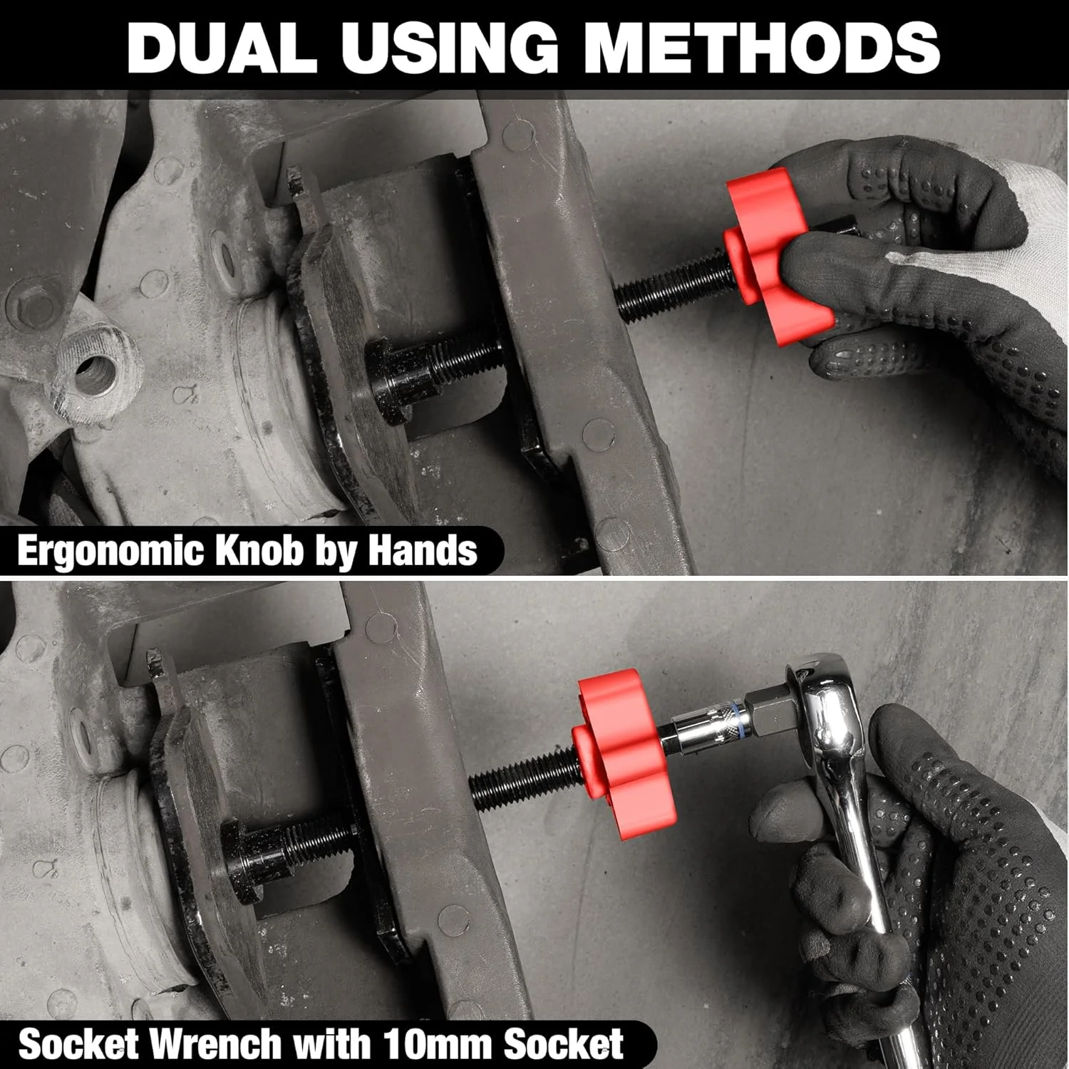 WORKPRO Heavy Duty Disc Brake Pad Spreader, Brake Caliper Compression Tool for Compressing Inner Pad with 2PCS Hangers, 360 Degree Swivel Joint Brake Piston Compressor Tool for Cars & Light Trucks - Image 8