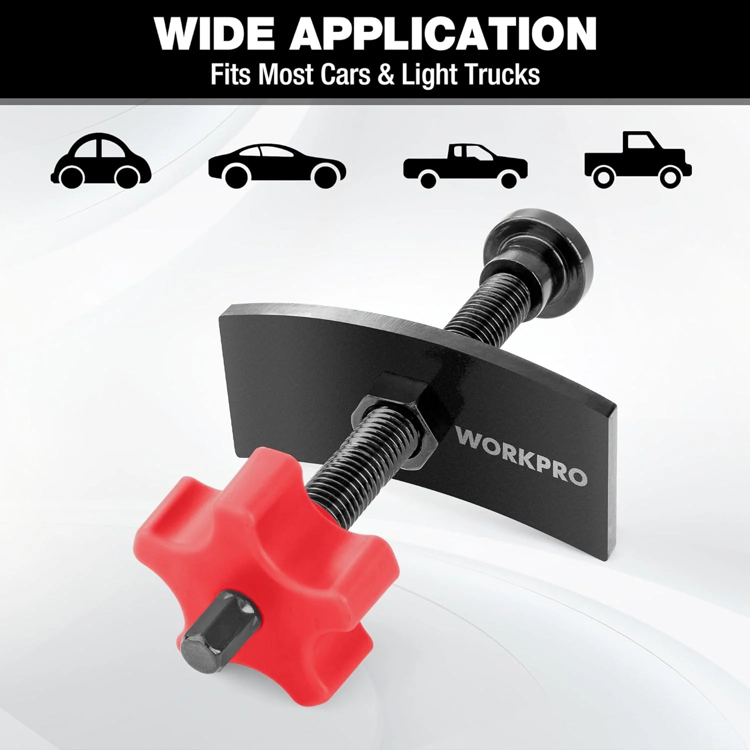 WORKPRO Heavy Duty Disc Brake Pad Spreader, Brake Caliper Compression Tool for Compressing Inner Pad with 2PCS Hangers, 360 Degree Swivel Joint Brake Piston Compressor Tool for Cars & Light Trucks - Image 9