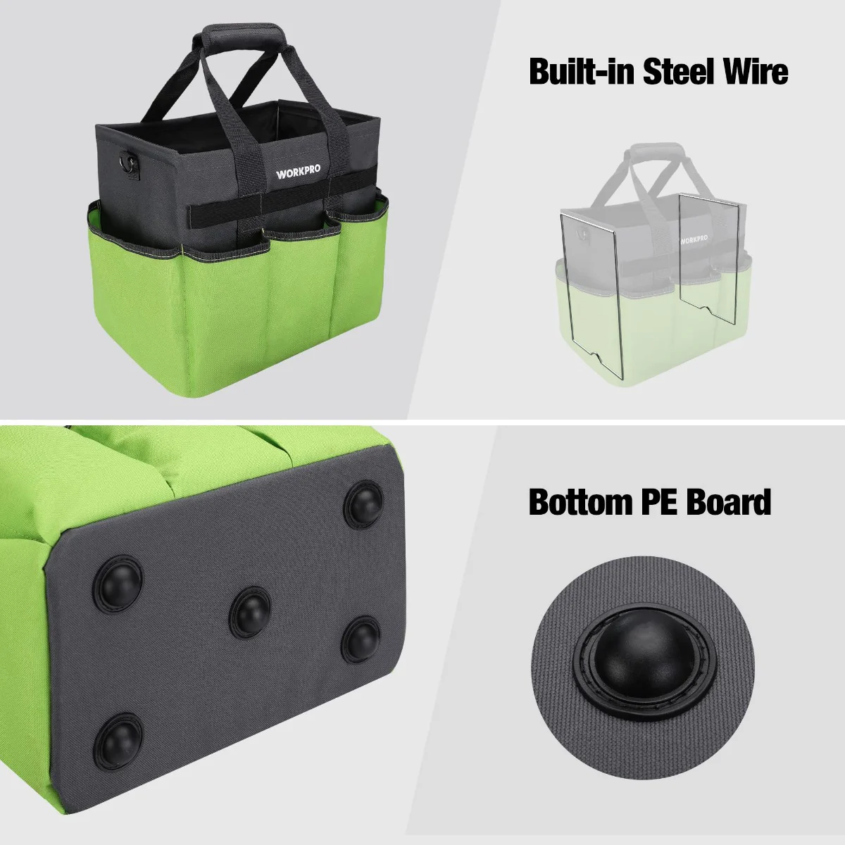 WORKPRO Heavy Duty Standable Garden Tote Bag, with 10 Pockets and Long Adjustable Shoulder Strap - Image 5