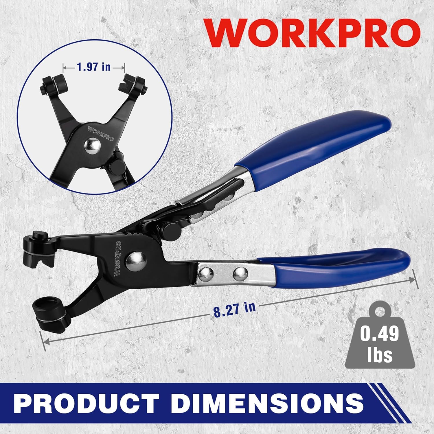 WORKPRO Hose Clamp Pliers | Hose Clamp Tool with Swivel Flat Band for Removal and Installation of Spring Hose Clamps, for Automotive Fuel Oil Water Hose - Image 2