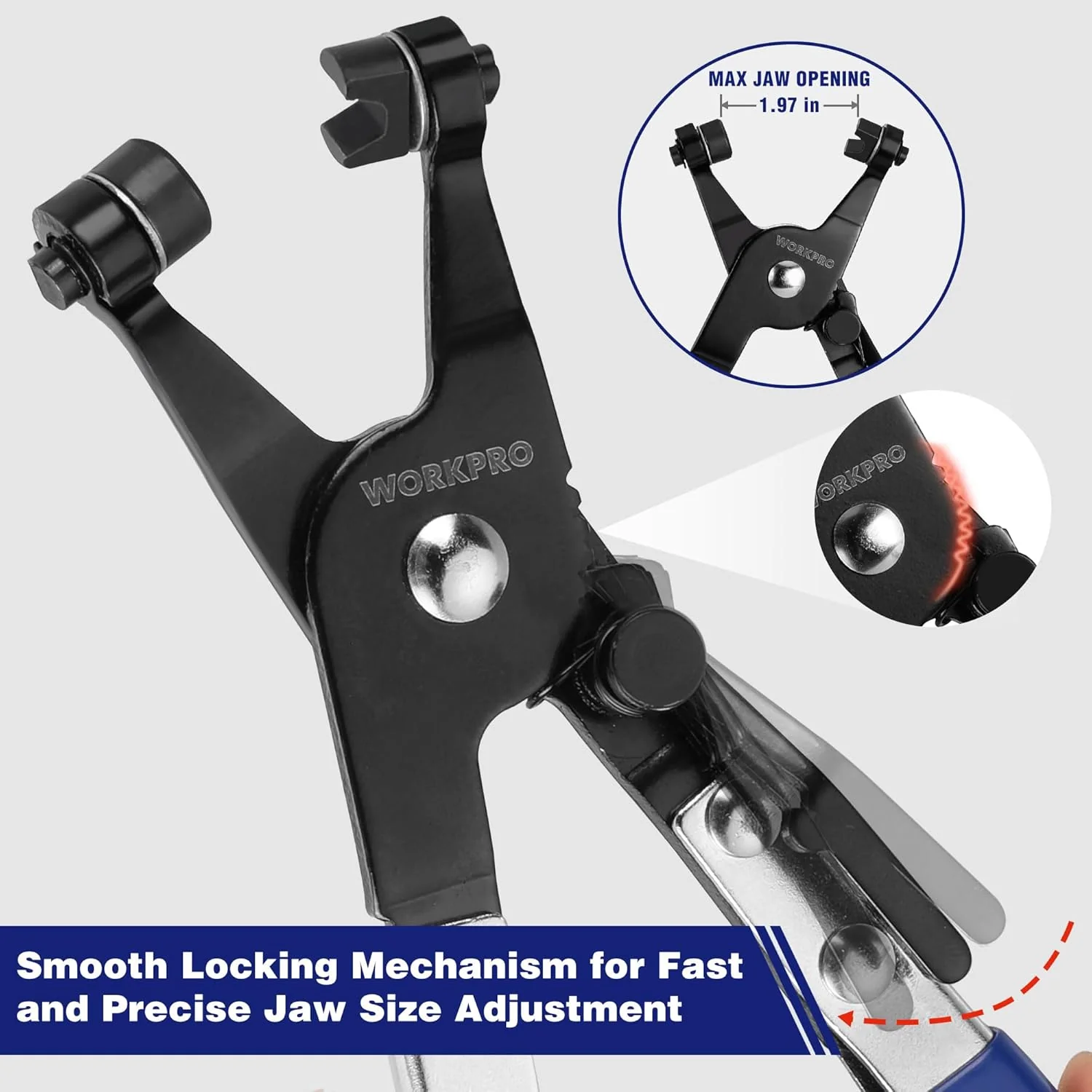 WORKPRO Hose Clamp Pliers | Hose Clamp Tool with Swivel Flat Band for Removal and Installation of Spring Hose Clamps, for Automotive Fuel Oil Water Hose - Image 4