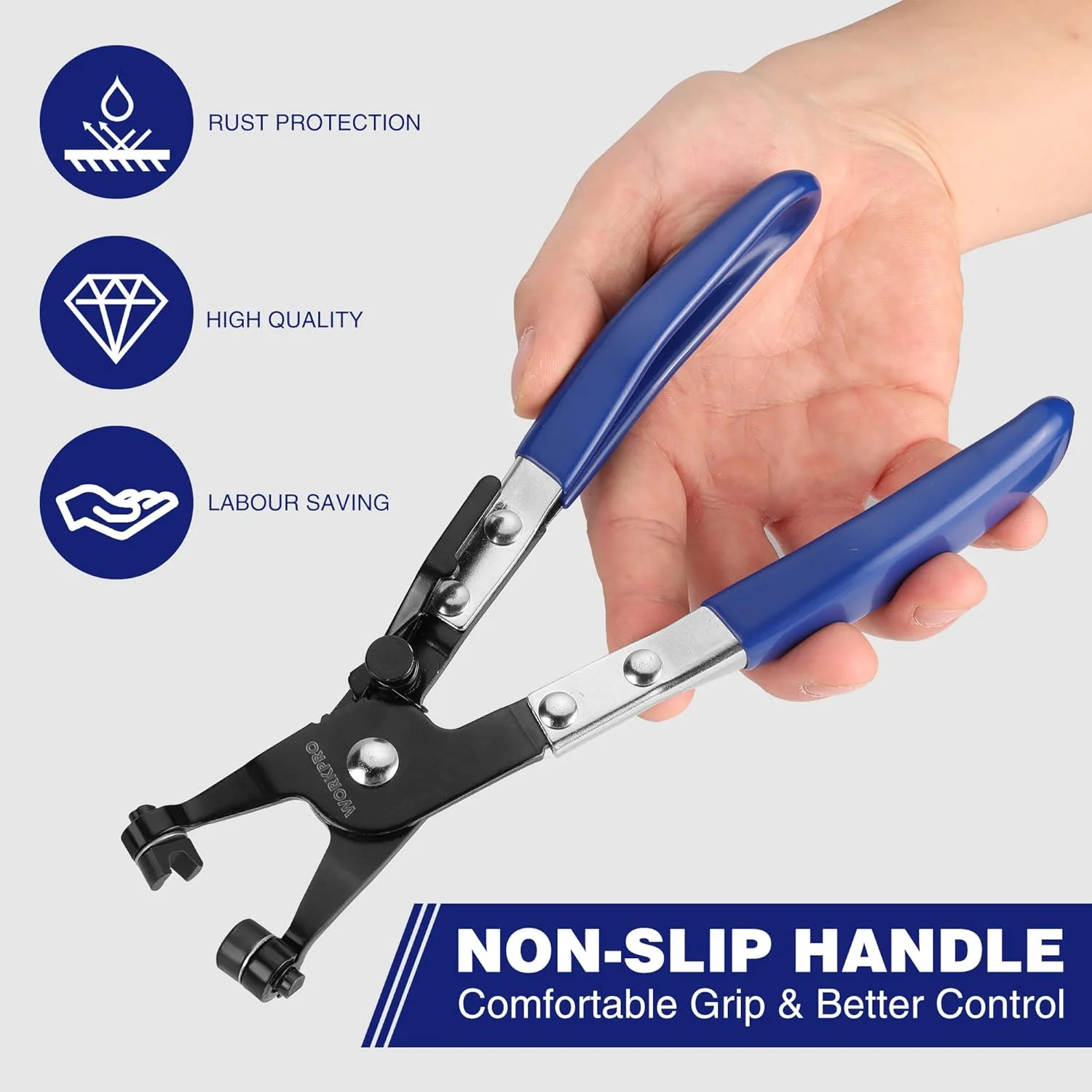 WORKPRO Hose Clamp Pliers | Hose Clamp Tool with Swivel Flat Band for Removal and Installation of Spring Hose Clamps, for Automotive Fuel Oil Water Hose - Image 7