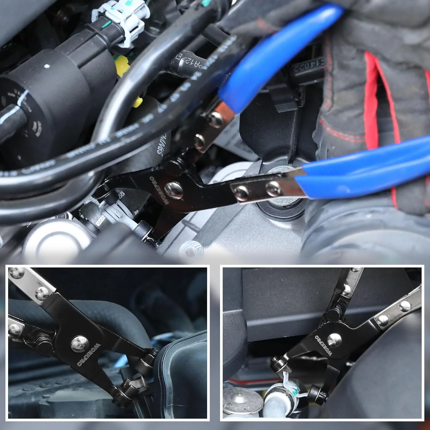 WORKPRO Hose Clamp Pliers | Hose Clamp Tool with Swivel Flat Band for Removal and Installation of Spring Hose Clamps, for Automotive Fuel Oil Water Hose - Image 8