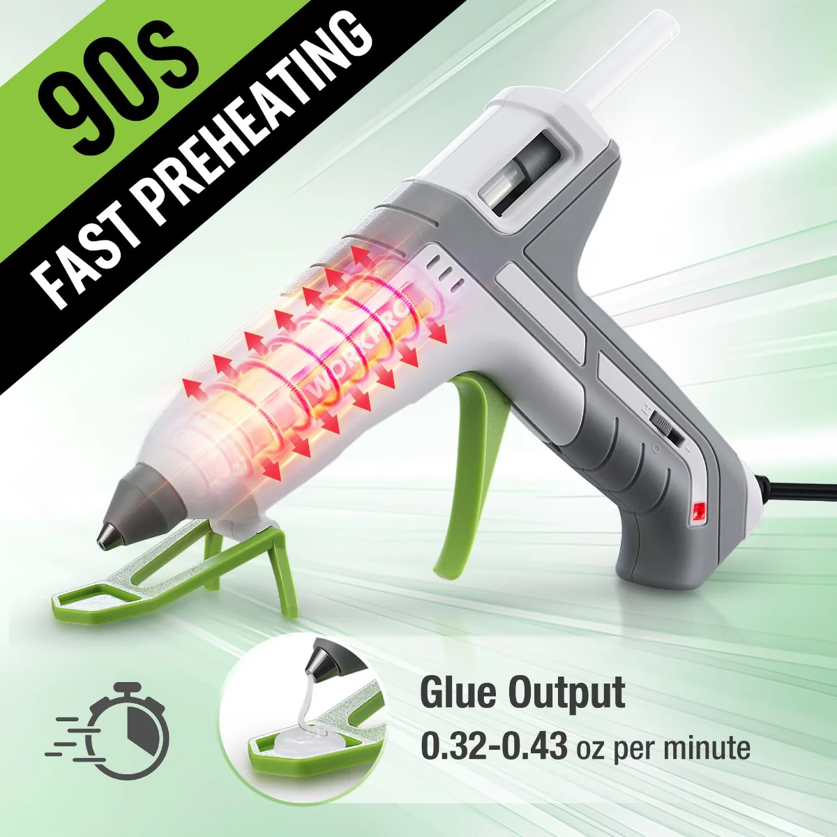WORKPRO Hot Glue Gun Full Size with 10 PCS Glue Sticks - Pink Ribbon - Image 10
