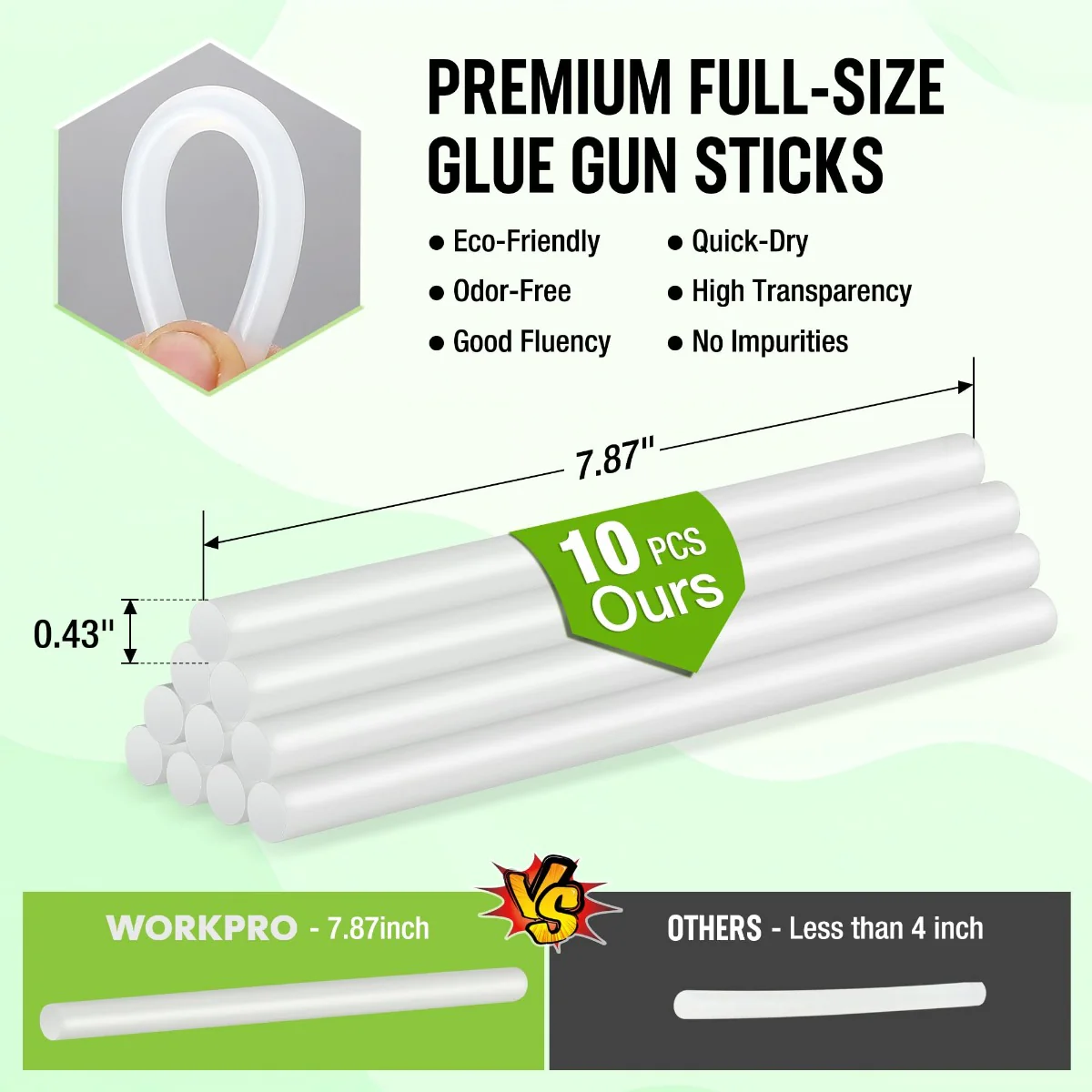 WORKPRO Hot Glue Gun Full Size with 10 PCS Glue Sticks - Pink Ribbon - Image 11