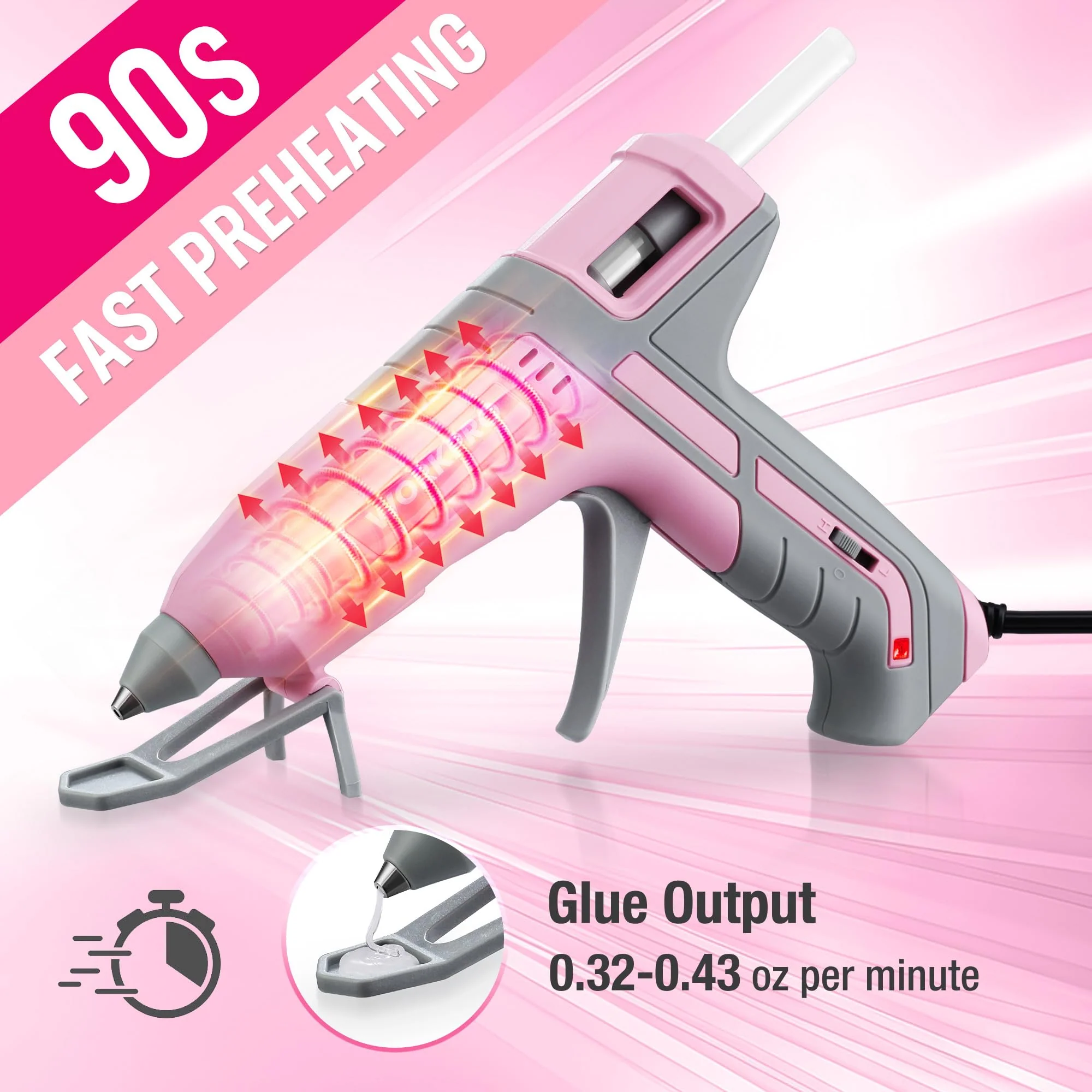 WORKPRO Hot Glue Gun Full Size with 10 PCS Glue Sticks - Pink Ribbon - Image 4