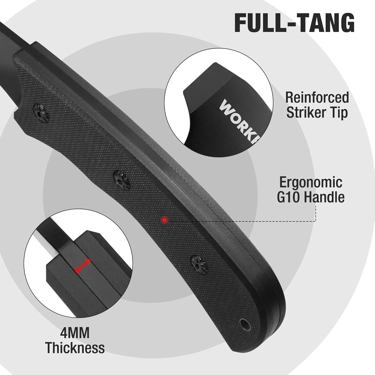 WORKPRO Hunting Knife and Hatchet Axe Combo Set - Full Tang Fixed Blade Tactical Knife and Camping Axe - Survival Knife and Camping Hatchet with Sheathes - Tactical Knife and Survival Axe for Men - Image 3