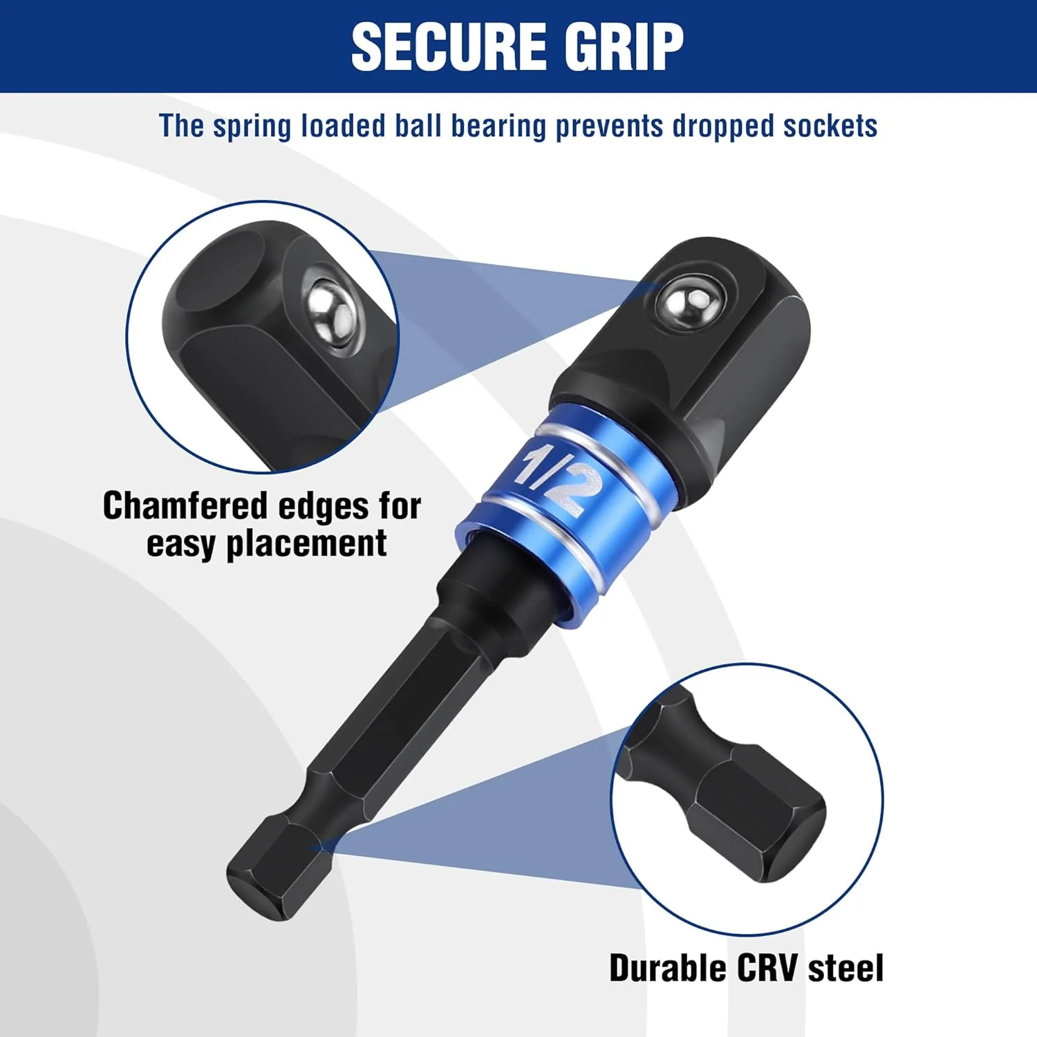 WORKPRO Impact Grade Socket Adapter Set, 1/4", 3/8", & 1/2" Drive, Extension Driver Bit With Holder, for Power Drill to High Torque Impact Wrench, 6PCS - Image 5