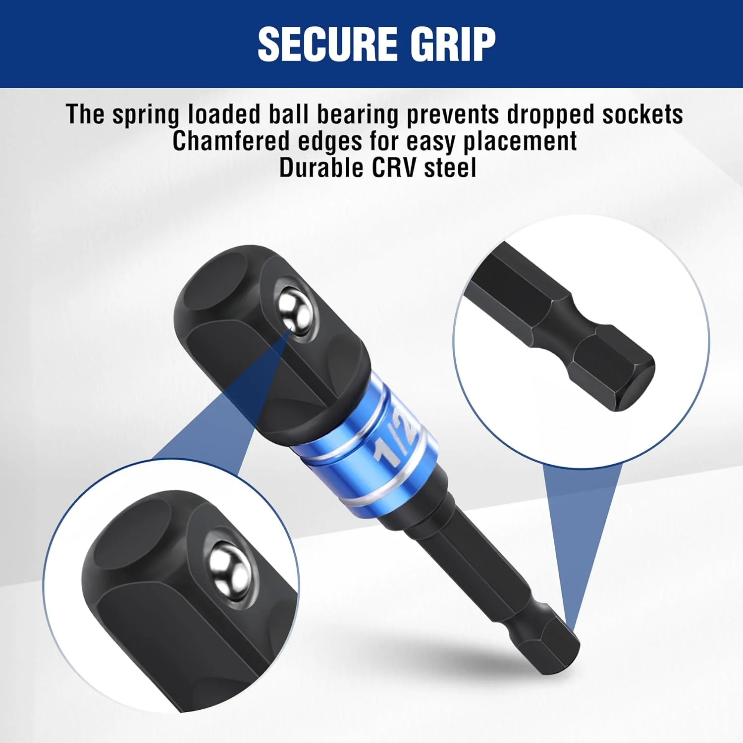 WORKPRO Impact Grade Socket Adapter Set (Basic/Swivel/Long), 1/4", 3/8", & 1/2" Drive, Extension Driver Bit With Case, for Power Drill to High Torque Impact Wrench, 9PCS - Image 5