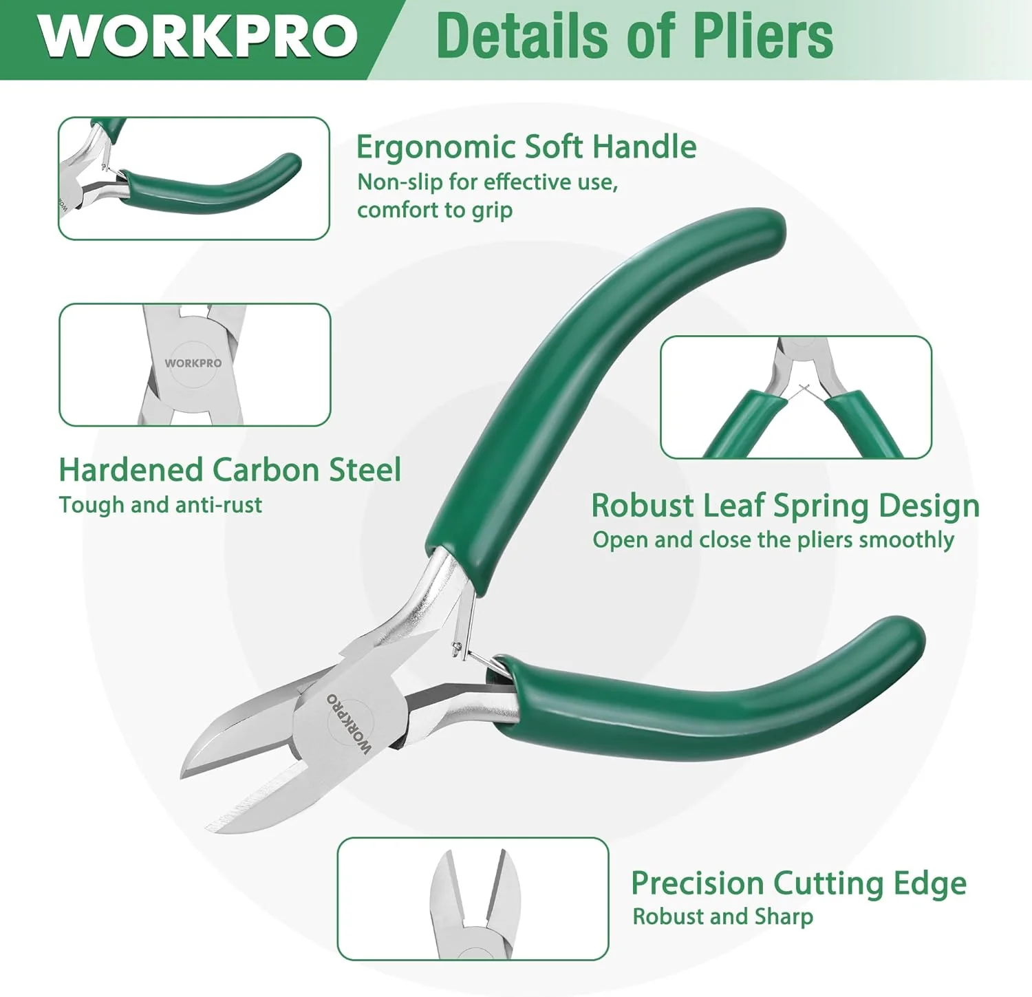 WORKPRO Jewelry Pliers Set, 3 Pack Jewelry Making Tool Kit- Needle Nose Plier/Chain Nose Plier, Round Nose Plier and Wire Cutter for Charm Bracelet, Jewelry Repair, DIY Crafts, Jewelry Making Supplies - Image 3
