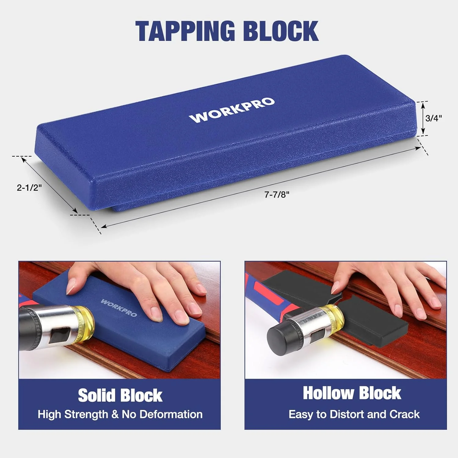 WORKPRO Laminate Flooring Installation Kit- Rubber Mallet with Fiberglass Handle, 10" Contour Gauge, Heavy Duty Pull Bar, Solid Tapping Block and 40 Spacers- Premium Wood Flooring Installation Tool - Image 4