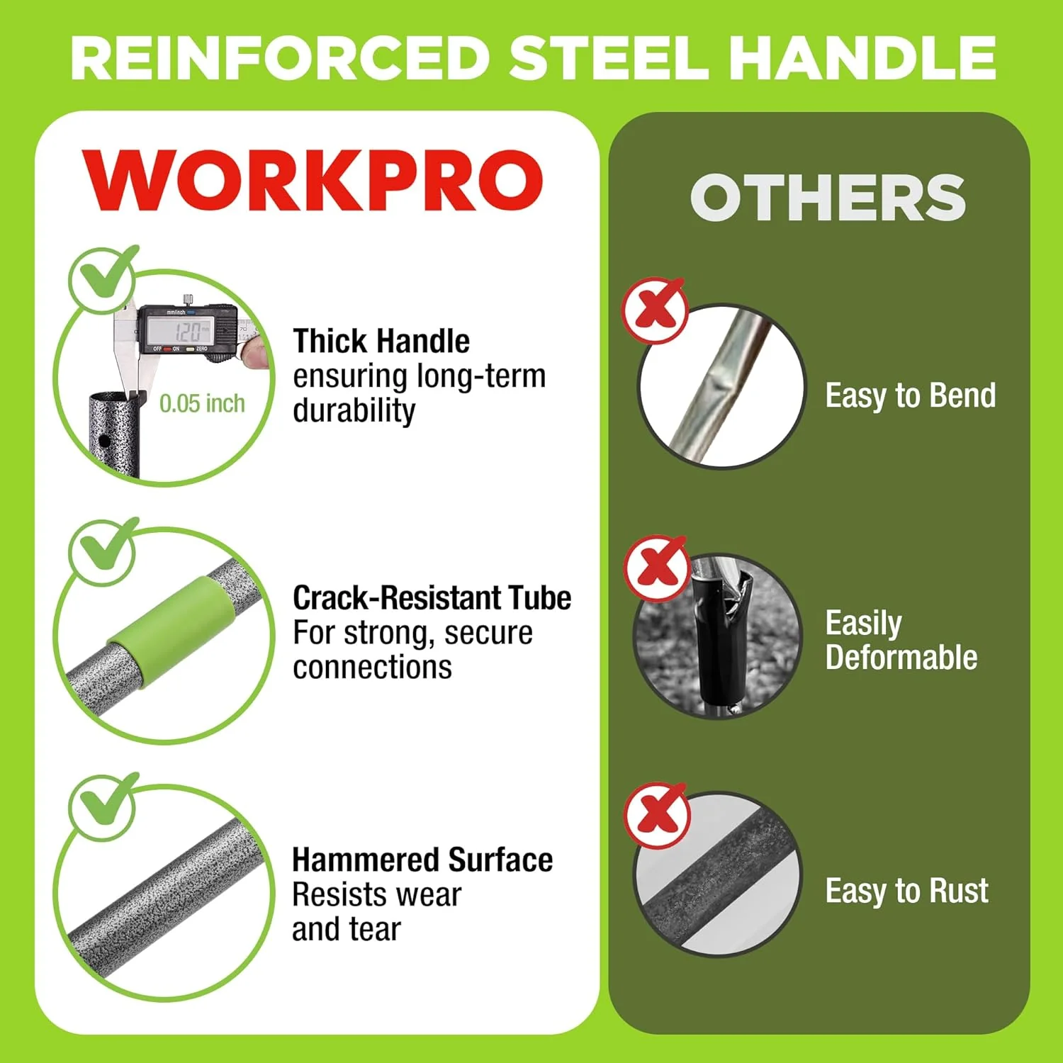 WORKPRO Lawn Leveling Rake, 30” x 10” Rake with 6FT Adjustable Handle | Heavy Duty Leveling Rake with Premium Stainless Steel & No-Slip Grip for Garden, Backyard, Golf Course, Farm, Pasture - Image 5