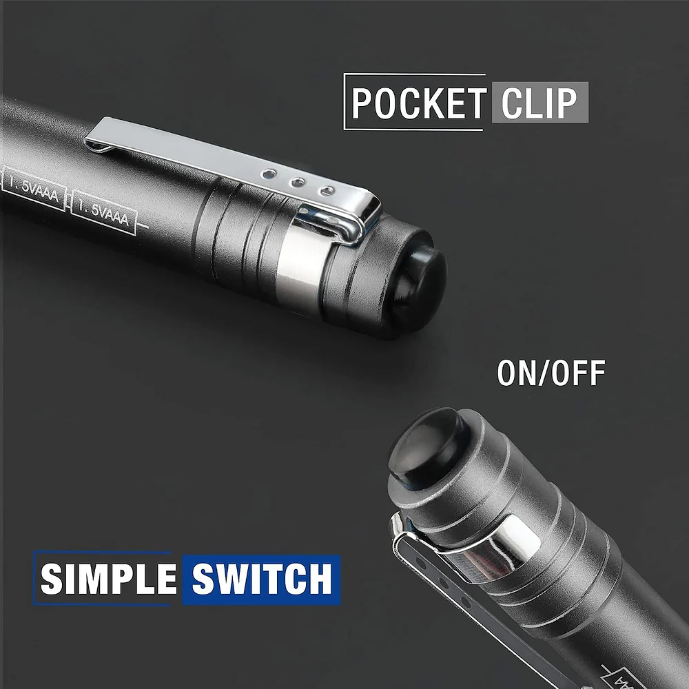 WORKPRO LED Pen Light, Aluminum Pen Flashlights, Pocket Flashlight with Clip for Inspection, Emergency, Everyday, 2AAA Batteries Include, Gray(4-Pack) - Image 5