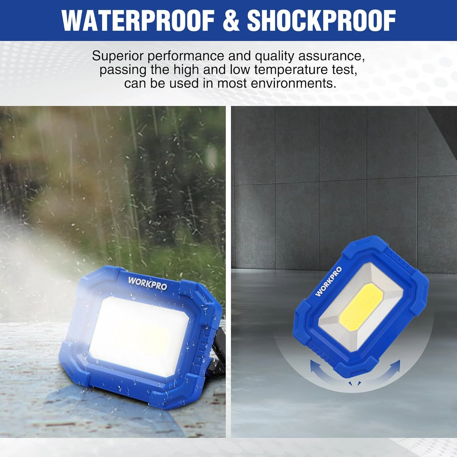 WORKPRO LED Work Light, Rechargeable Magnetic Work Lights with Stand, Portable 2000LM COB Flood Light for Camping, Fishing, Car Repair, Job Site Lighting, Hiking, 4 Modes, 2 Pack - Image 7