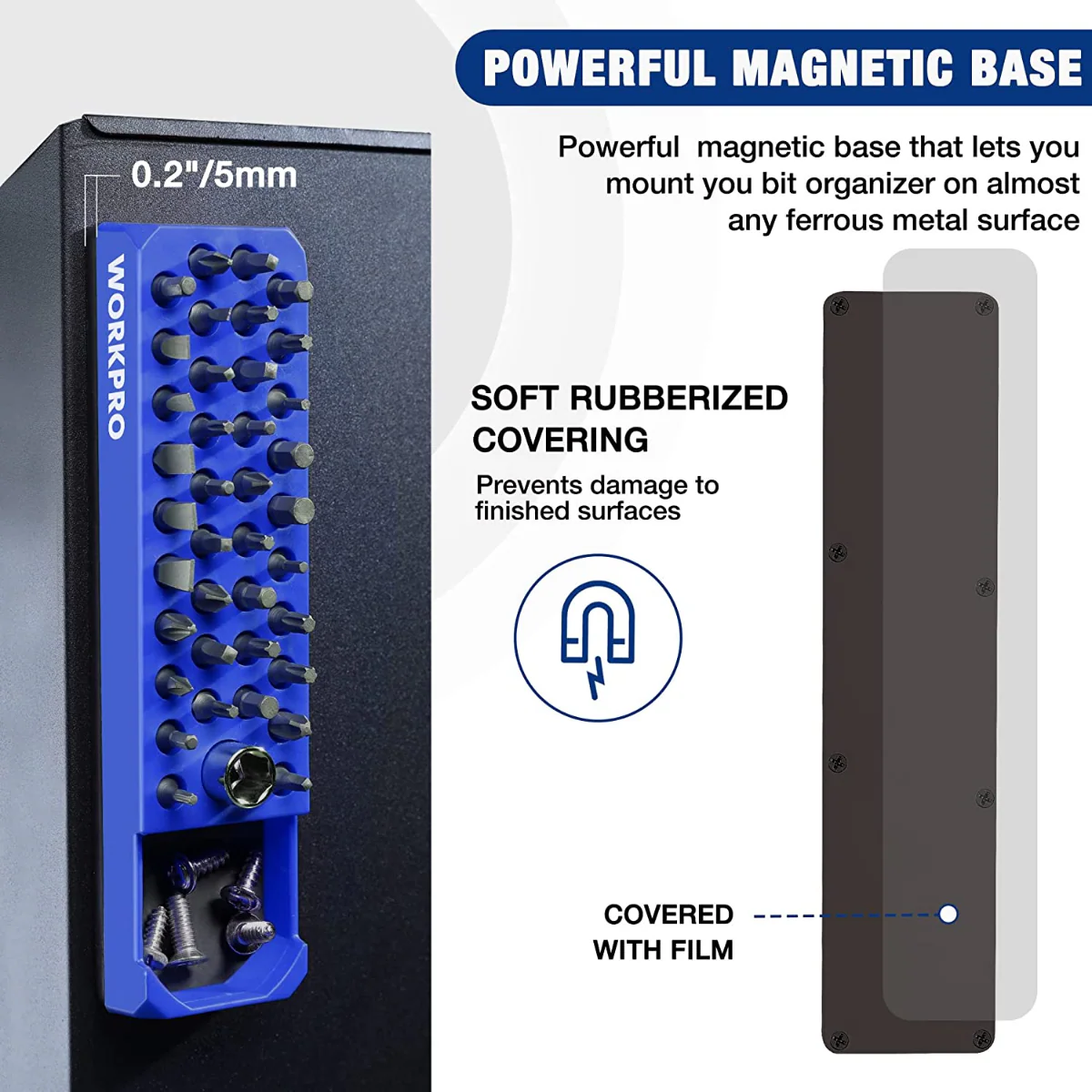 WORKPRO Magnetic Hex 39 Hole Screwdriver Drill Bit Organizer for 1/4 Inch Hex Bit & Drive Bit Adapter (Bits Not Included) - Image 10