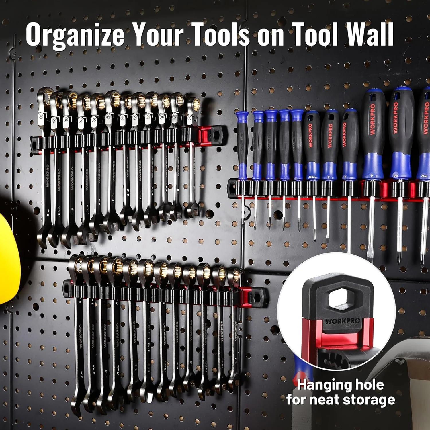 WORKPRO Magnetic Screwdriver Organizer and Wrench Organizer, Aluminum Rail Magnetic Tool Organizer, Tool Holder, Toolbox Organization, 12-Slot Screwdriver and Wrench Holder (Tools not Included) - Image 6