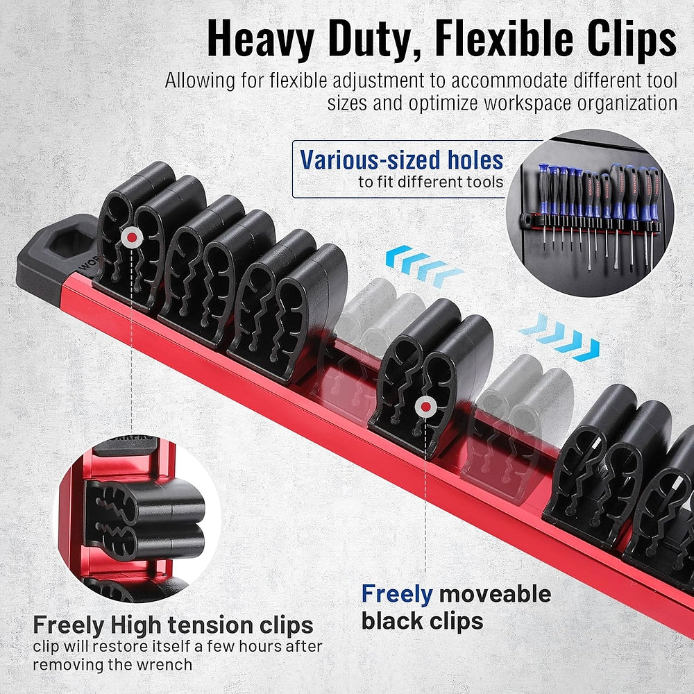 WORKPRO Magnetic Screwdriver Organizer and Wrench Organizer, Aluminum Rail Magnetic Tool Organizer, Tool Holder, Toolbox Organization, 36-Slot Screwdriver and Wrench Holder (Tools not Included) - Image 5