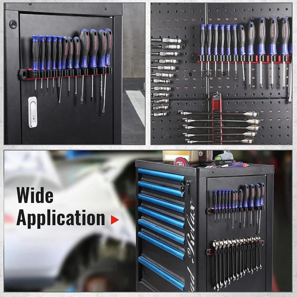 WORKPRO Magnetic Screwdriver Organizer and Wrench Organizer, Aluminum Rail Magnetic Tool Organizer, Tool Holder, Toolbox Organization, 36-Slot Screwdriver and Wrench Holder (Tools not Included) - Image 7