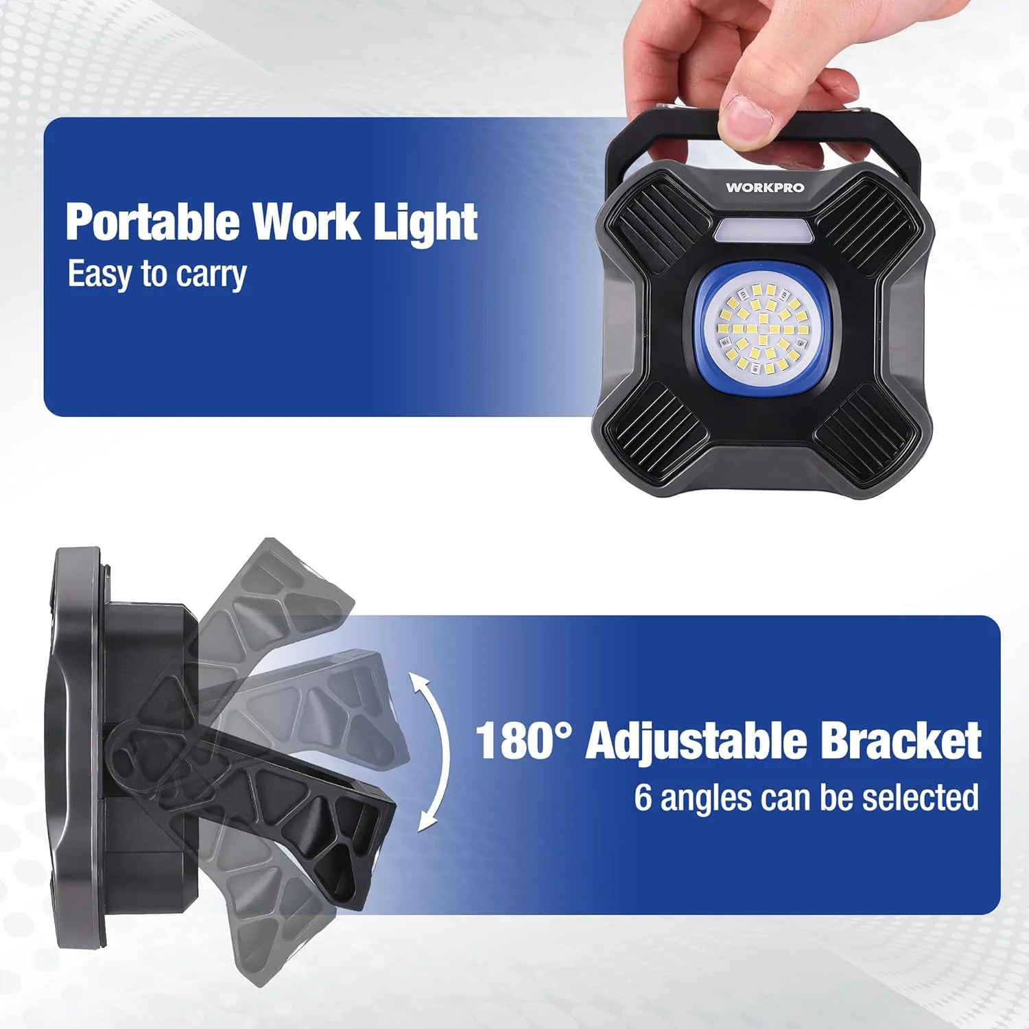 WORKPRO Magnetic Work Light, 4000mAh Rechargeable LED Work Lights with Stand, Portable 2000LM Flood Light for Camping, Fishing, Car Repair, Emergency, Job Site Lighting, Mechanic Light with 5 Modes - Image 5