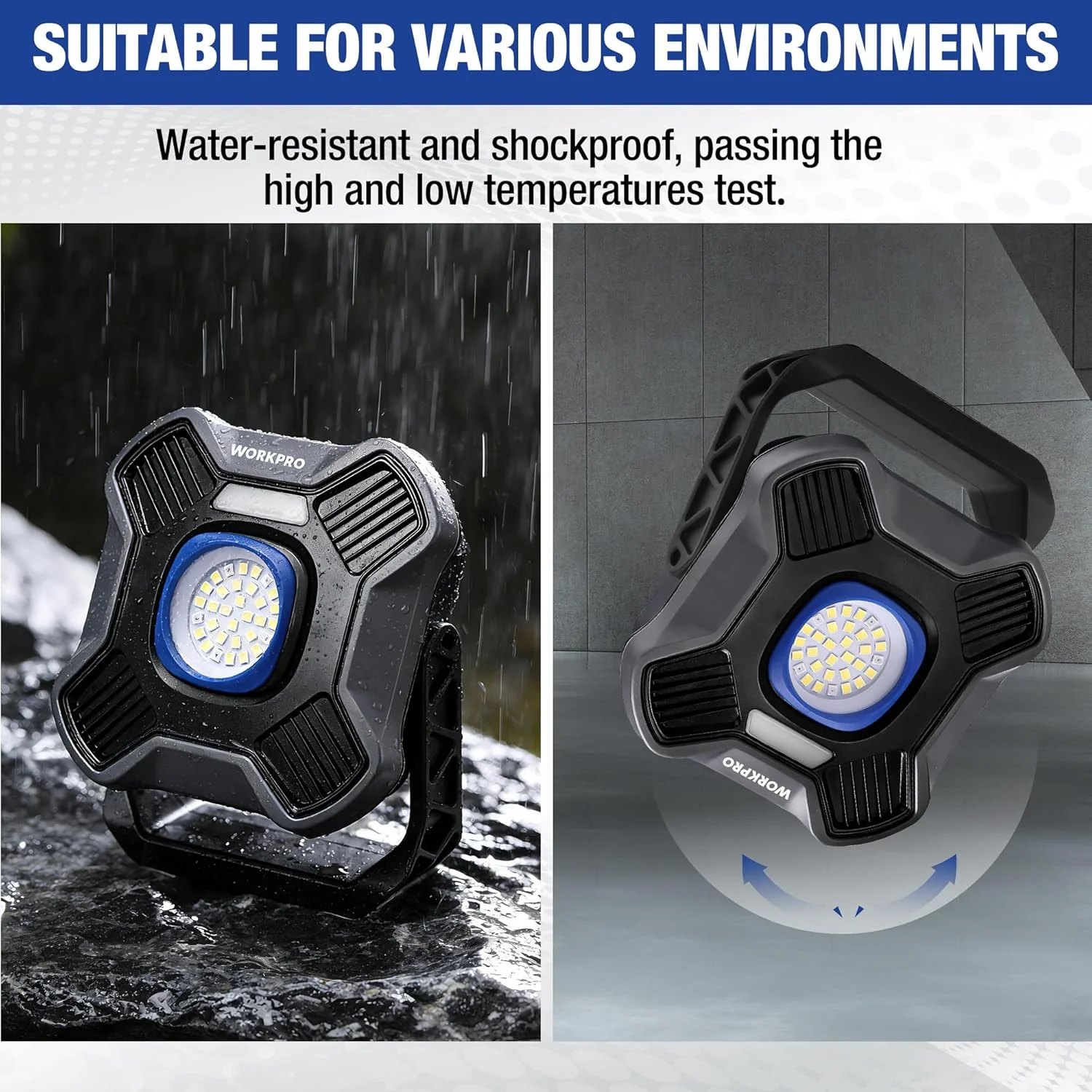 WORKPRO Magnetic Work Light, 4000mAh Rechargeable LED Work Lights with Stand, Portable 2000LM Flood Light for Camping, Fishing, Car Repair, Emergency, Job Site Lighting, Mechanic Light with 5 Modes - Image 7