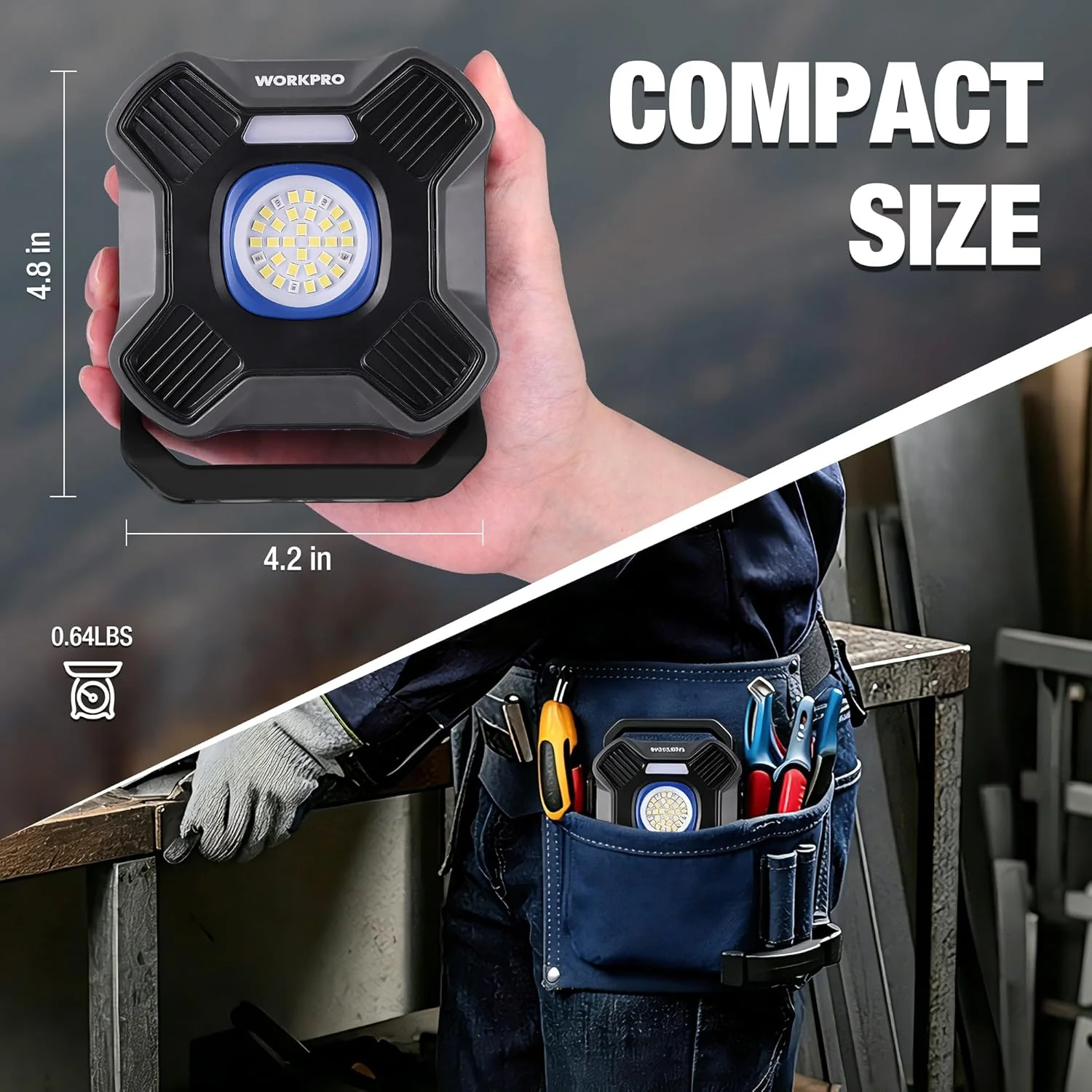 WORKPRO Magnetic Work Light, 4000mAh Rechargeable LED Work Lights with Stand, Portable 2000LM Flood Light for Camping, Fishing, Car Repair, Emergency, Job Site Lighting, Mechanic Light with 5 Modes - Image 8