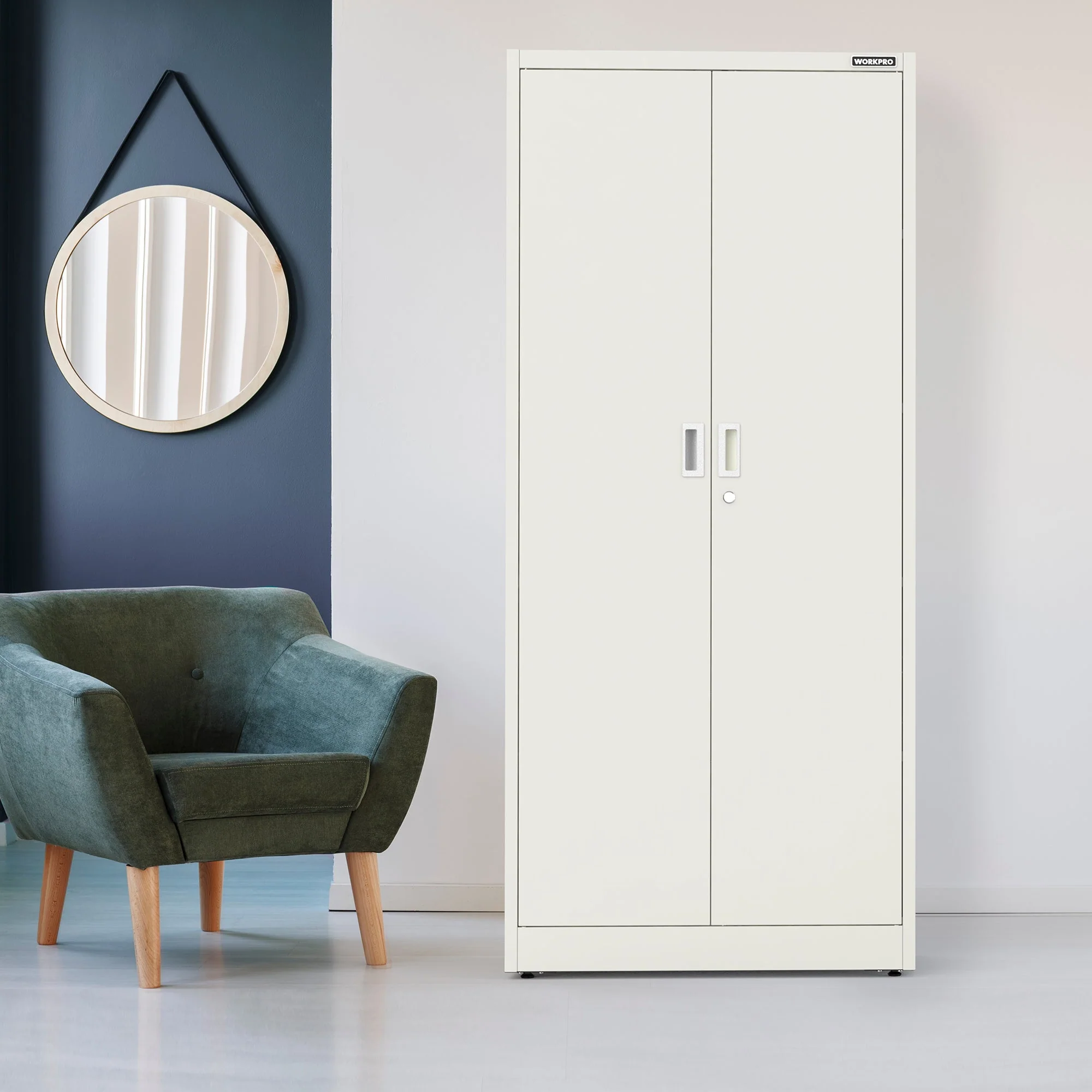 WORKPRO Metal Garage Cabinet with 5-Shelf & 5-Drawers, 71 Inches Tall Freestanding Garage Cabinet, Solid Packed, White - Image 8