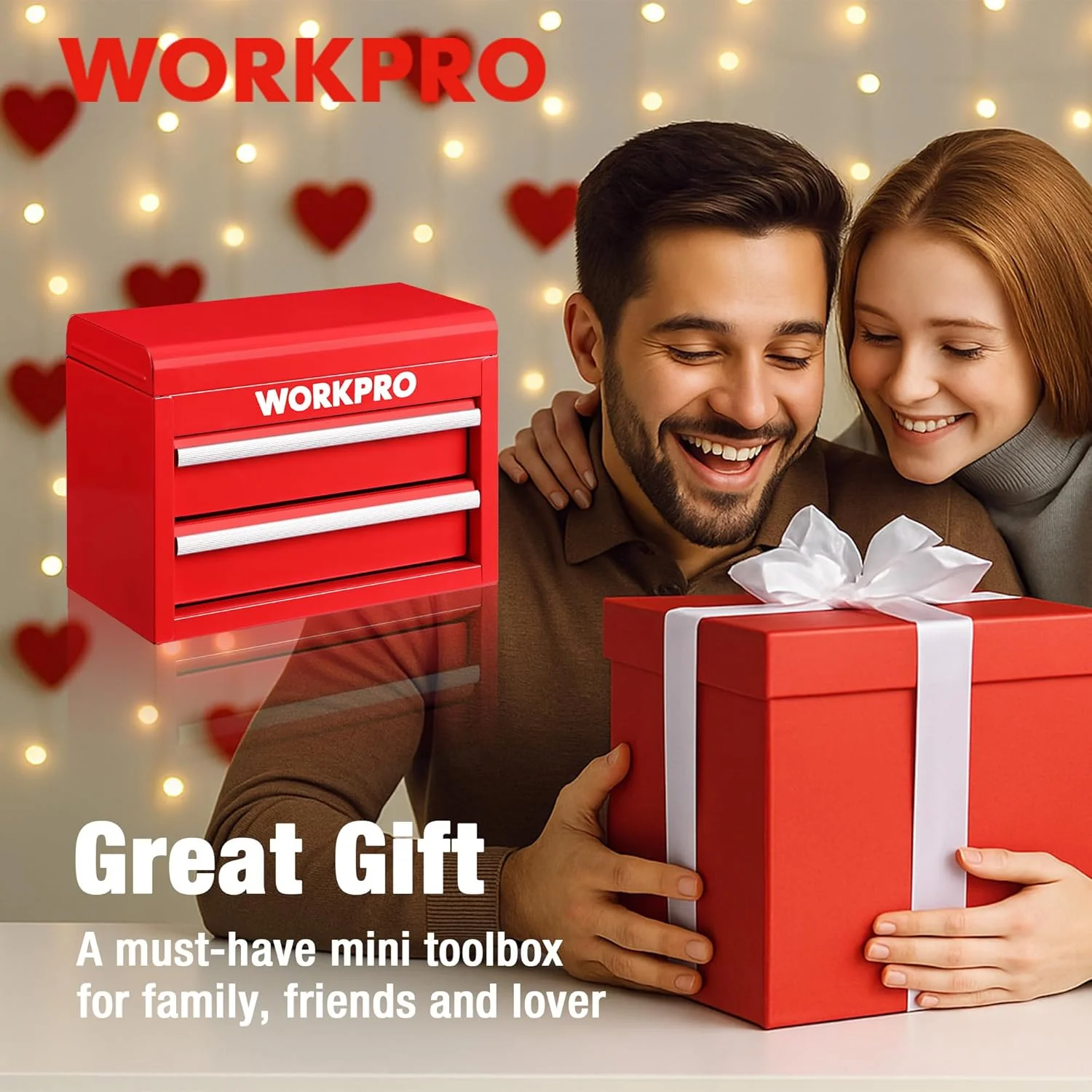 WORKPRO Metal Mini Tool Box, Top Tool Chest containing Two Drawers with Ball Bearing Slides, PVC Drawer Liners and PP Feet Pads, Durable Cold Rolled Steel Small Toolbox for Multi-Purpose Storage - Image 8