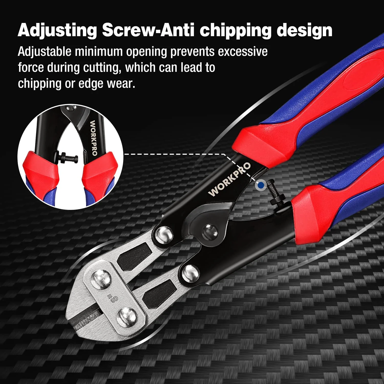 WORKPRO Mini Bolt Cutter 8-inch/210mm, CR-MO Small Bolt Cutter - Image 3
