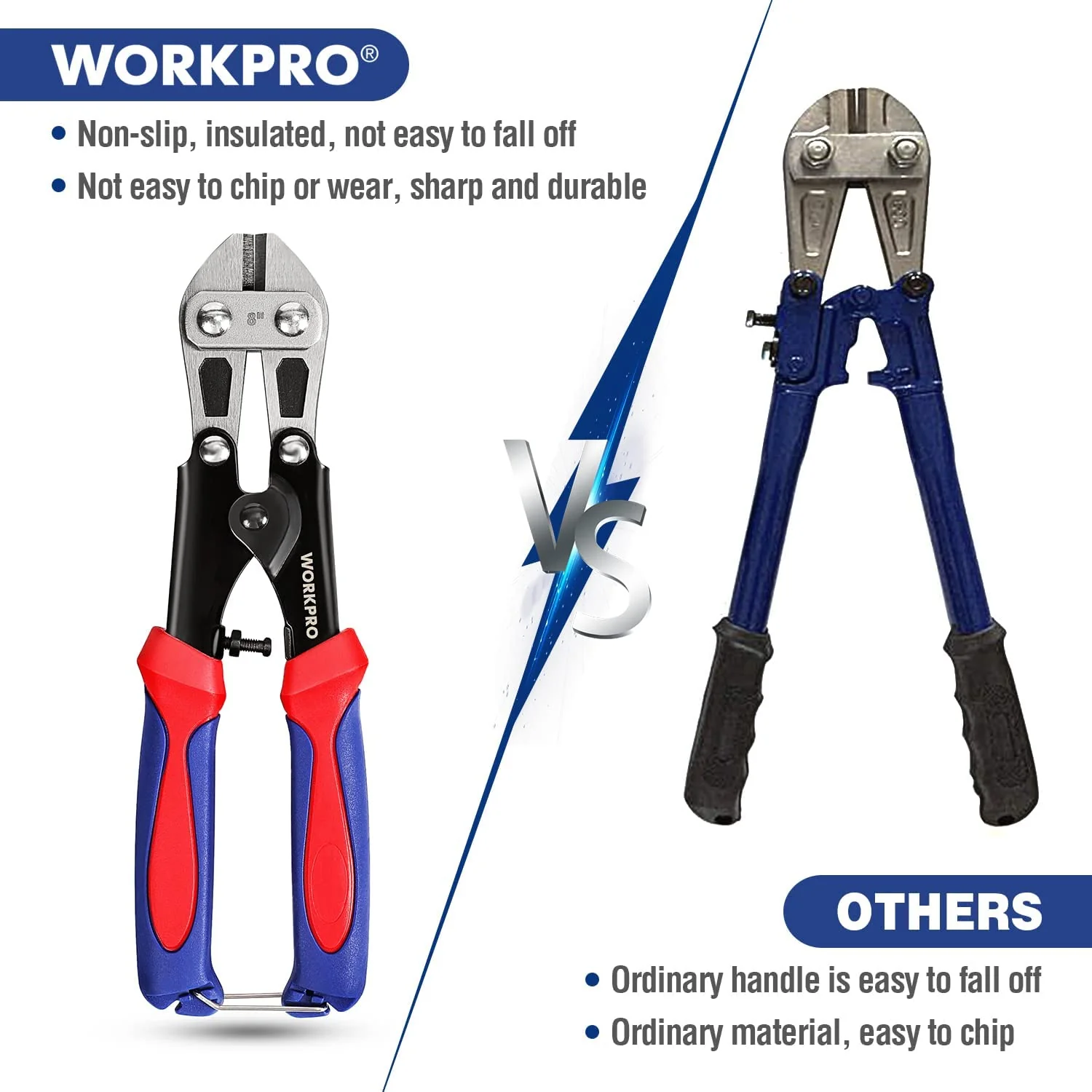 WORKPRO Mini Bolt Cutter 8-inch/210mm, CR-MO Small Bolt Cutter - Image 4