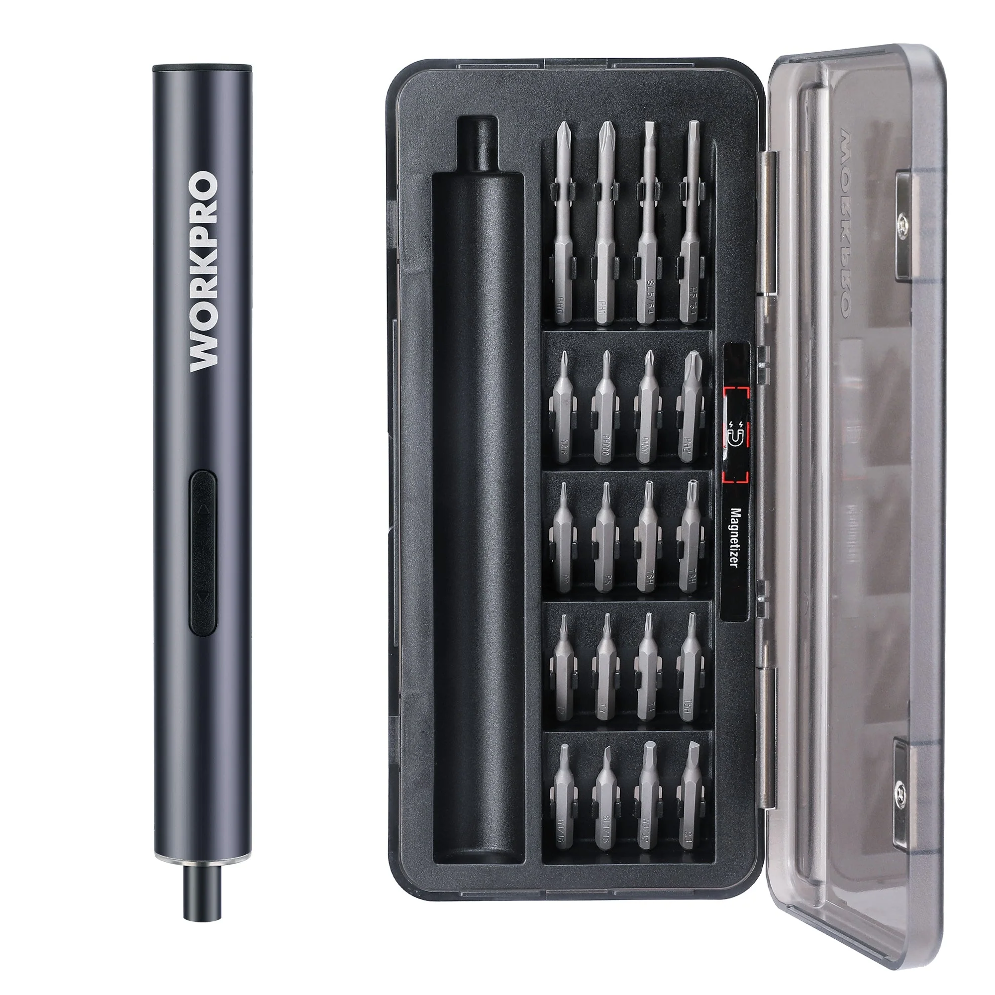 WORKPRO Mini Electric Screwdriver, 20 in 1 Electric Precision Screwdriver with Magnetizer and S2 Steel Bits, Max 4.0V Magnetic Rechargeable Cordless Screwdriver Kit for Phone, Camera, Laptop - Image 3