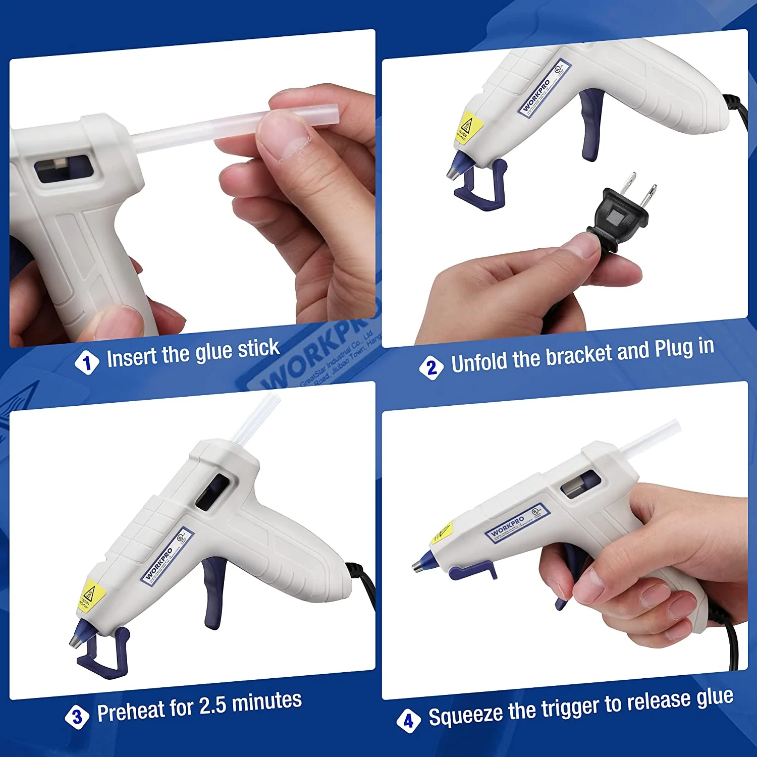 WORKPRO Mini Hot Glue Gun Kit with 20 Pcs Hot Glue Sticks - Pink Ribbon - Image 11